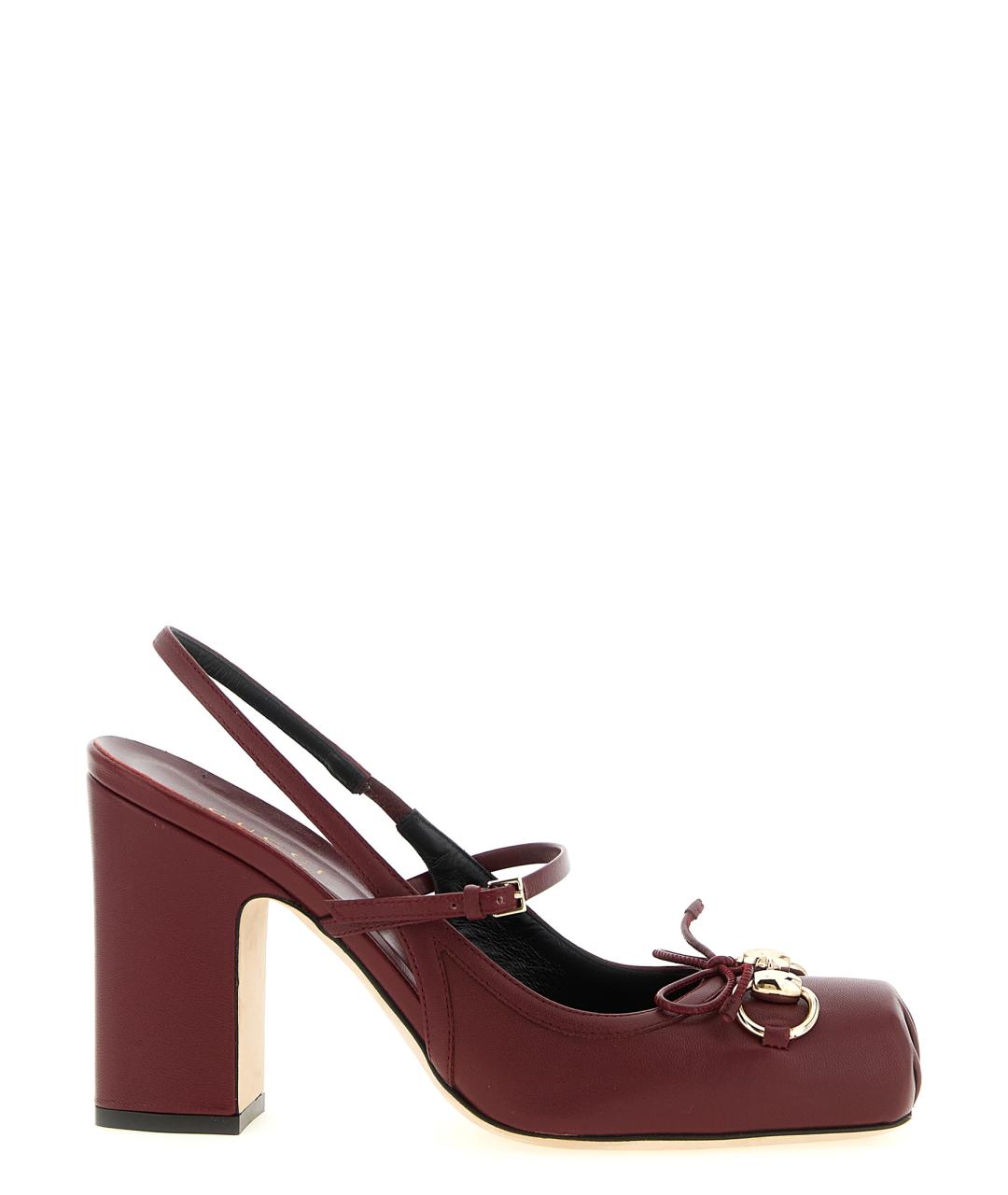 GUCCI Бордовые кожаные туфли, фото 1