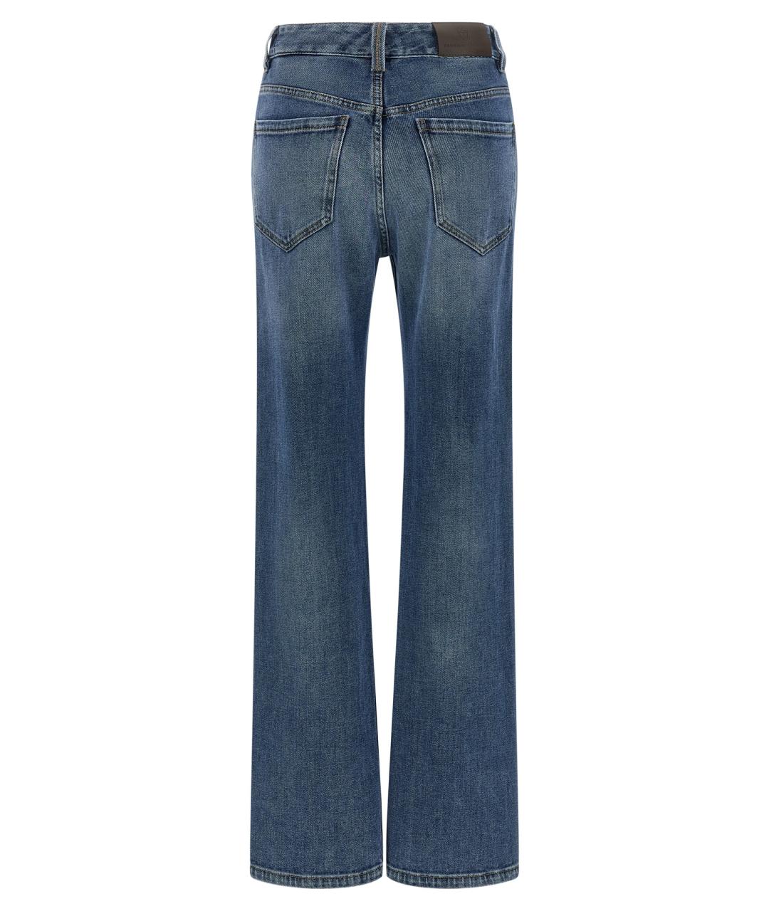 BRUNELLO CUCINELLI Синие хлопковые прямые джинсы, фото 2