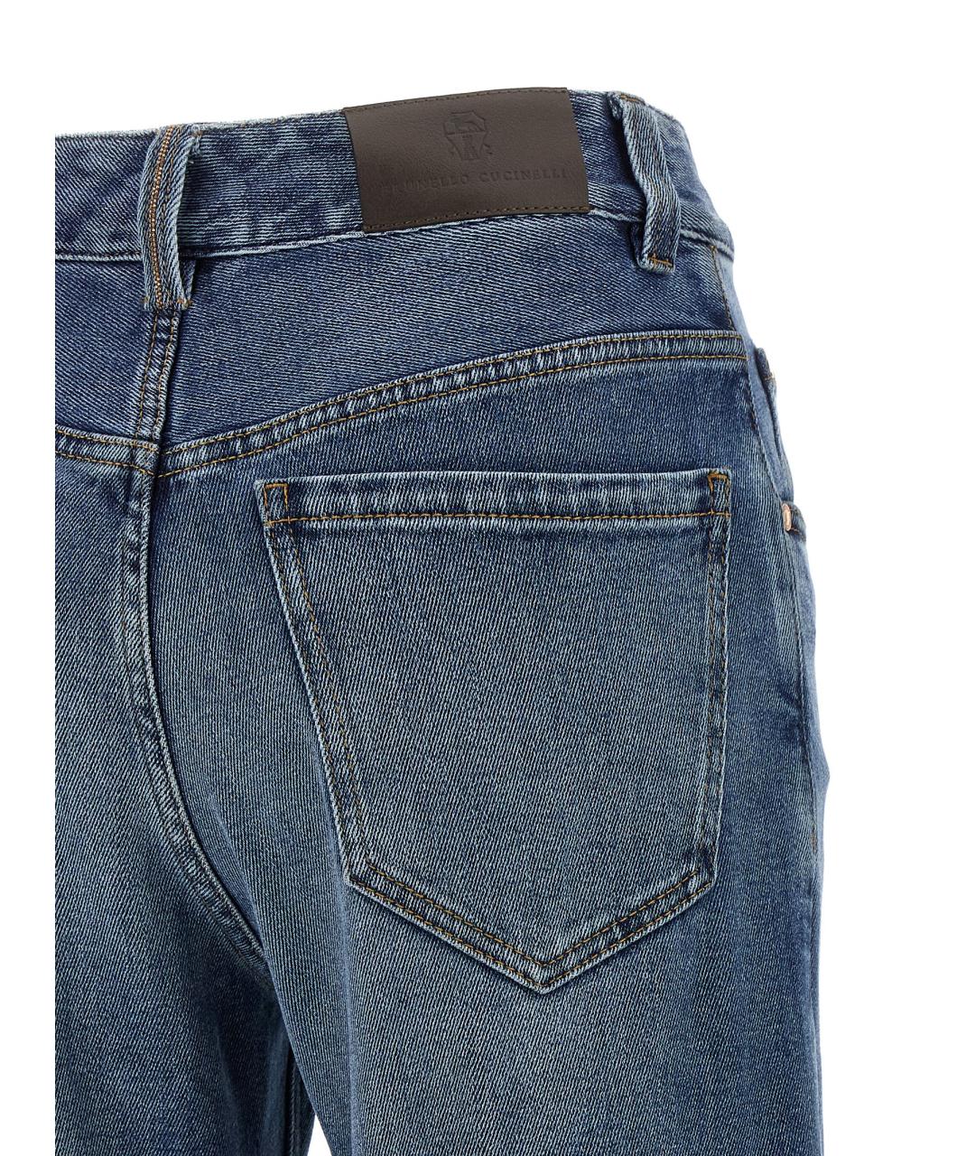 BRUNELLO CUCINELLI Синие хлопковые прямые джинсы, фото 4