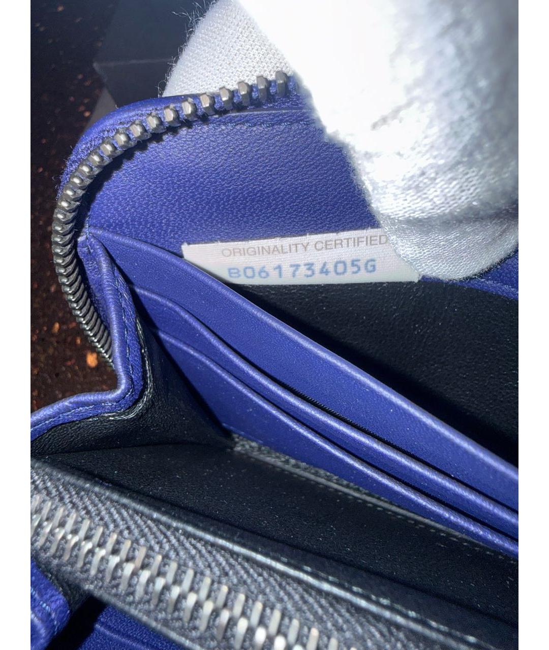 BOTTEGA VENETA Темно-синий кожаный кошелек, фото 4