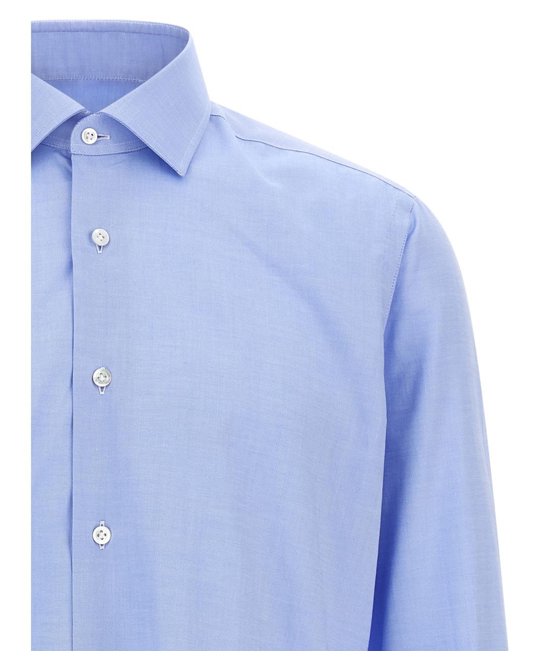 BARBA Голубая хлопковая классическая рубашка, фото 3