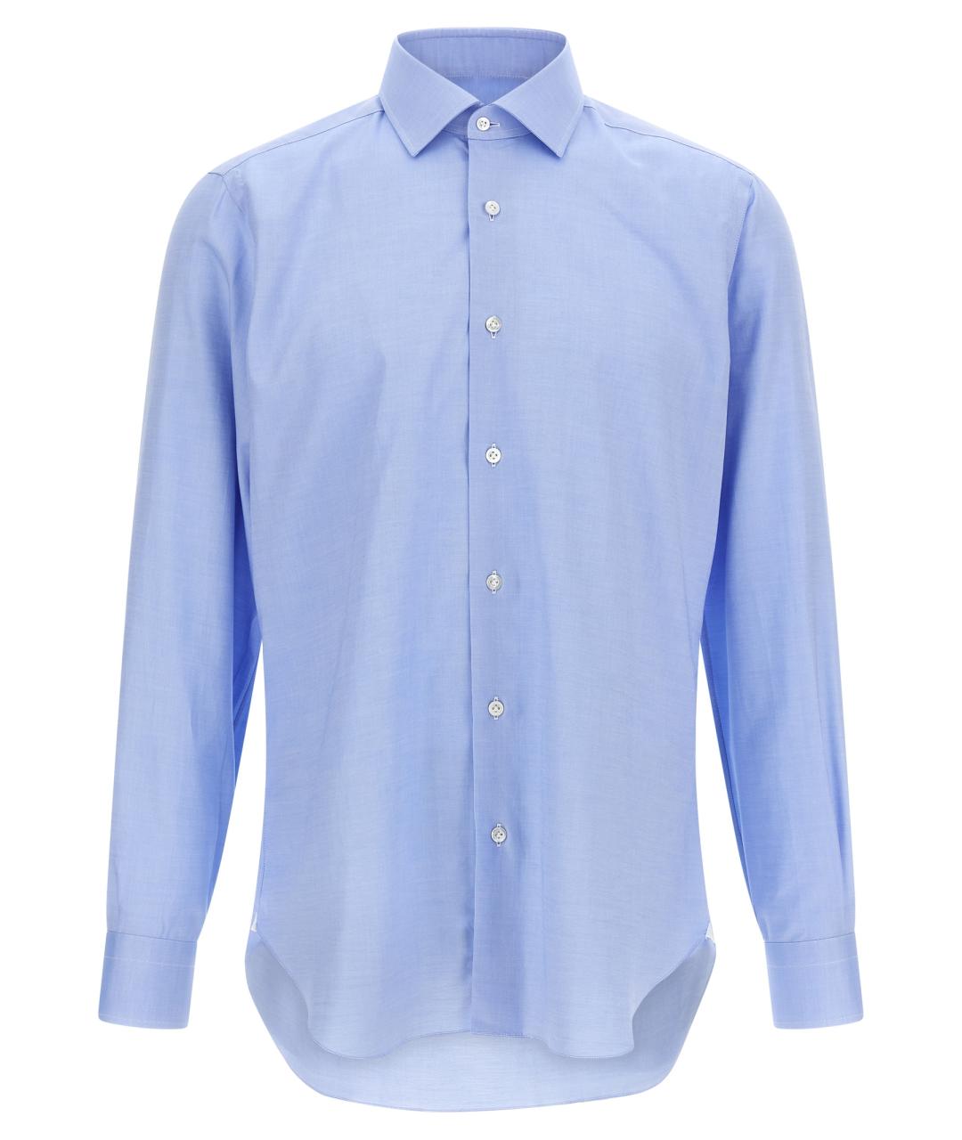 BARBA Голубая хлопковая классическая рубашка, фото 1