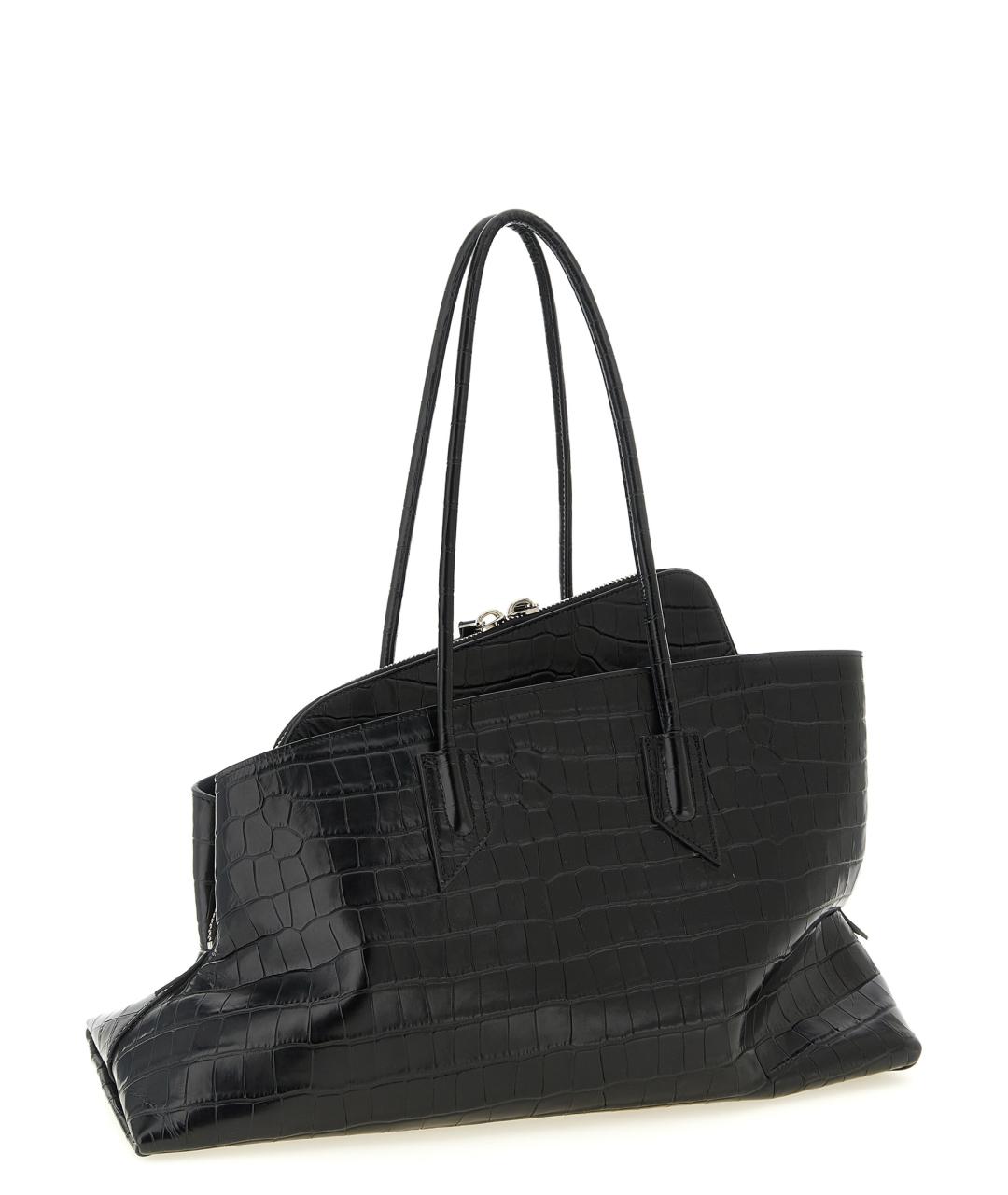 THE ATTICO Черная кожаная сумка тоут, фото 2