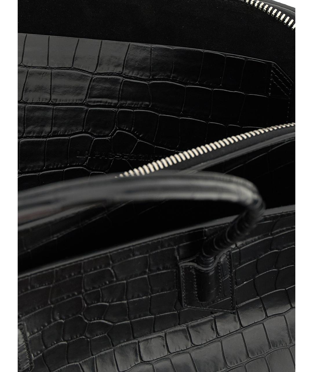 THE ATTICO Черная кожаная сумка тоут, фото 4