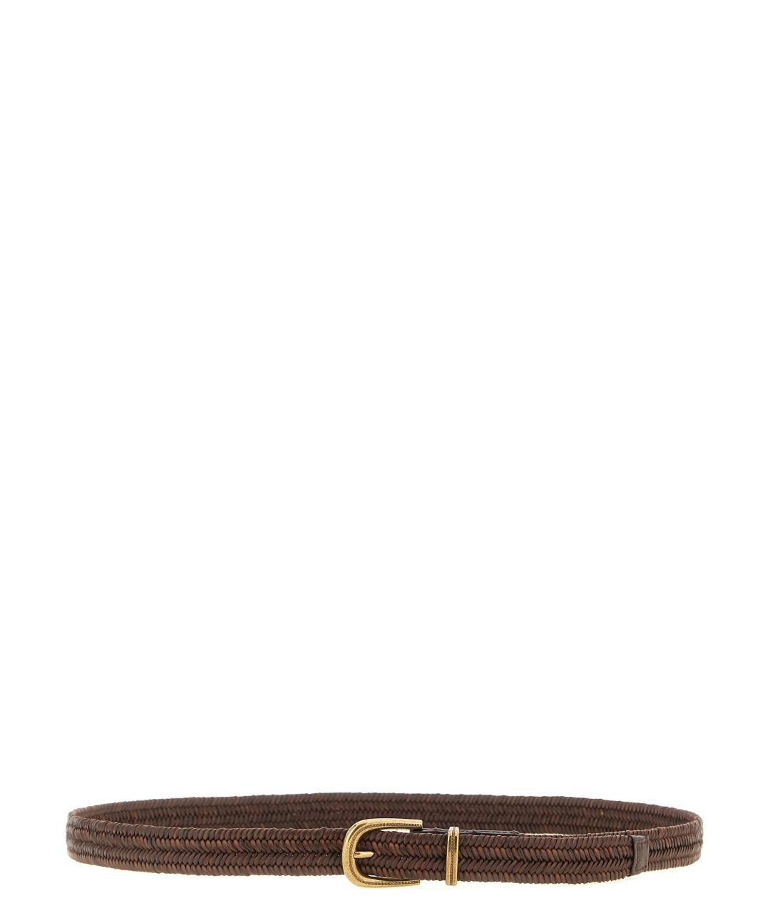 BRUNELLO CUCINELLI Коричневый пелетеный ремень, фото 1