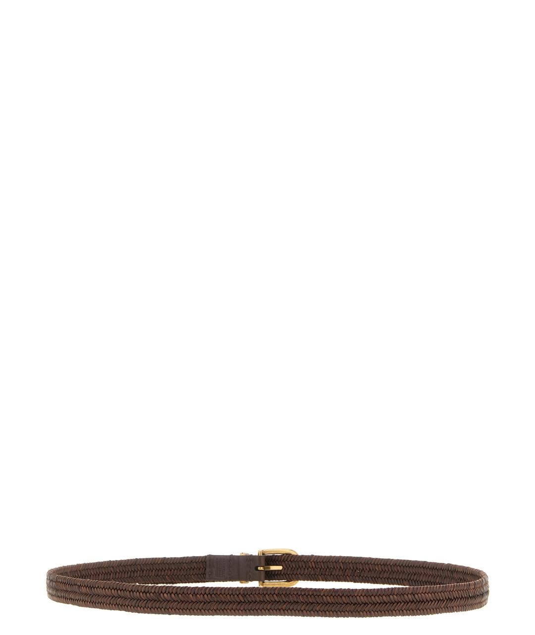 BRUNELLO CUCINELLI Коричневый пелетеный ремень, фото 2