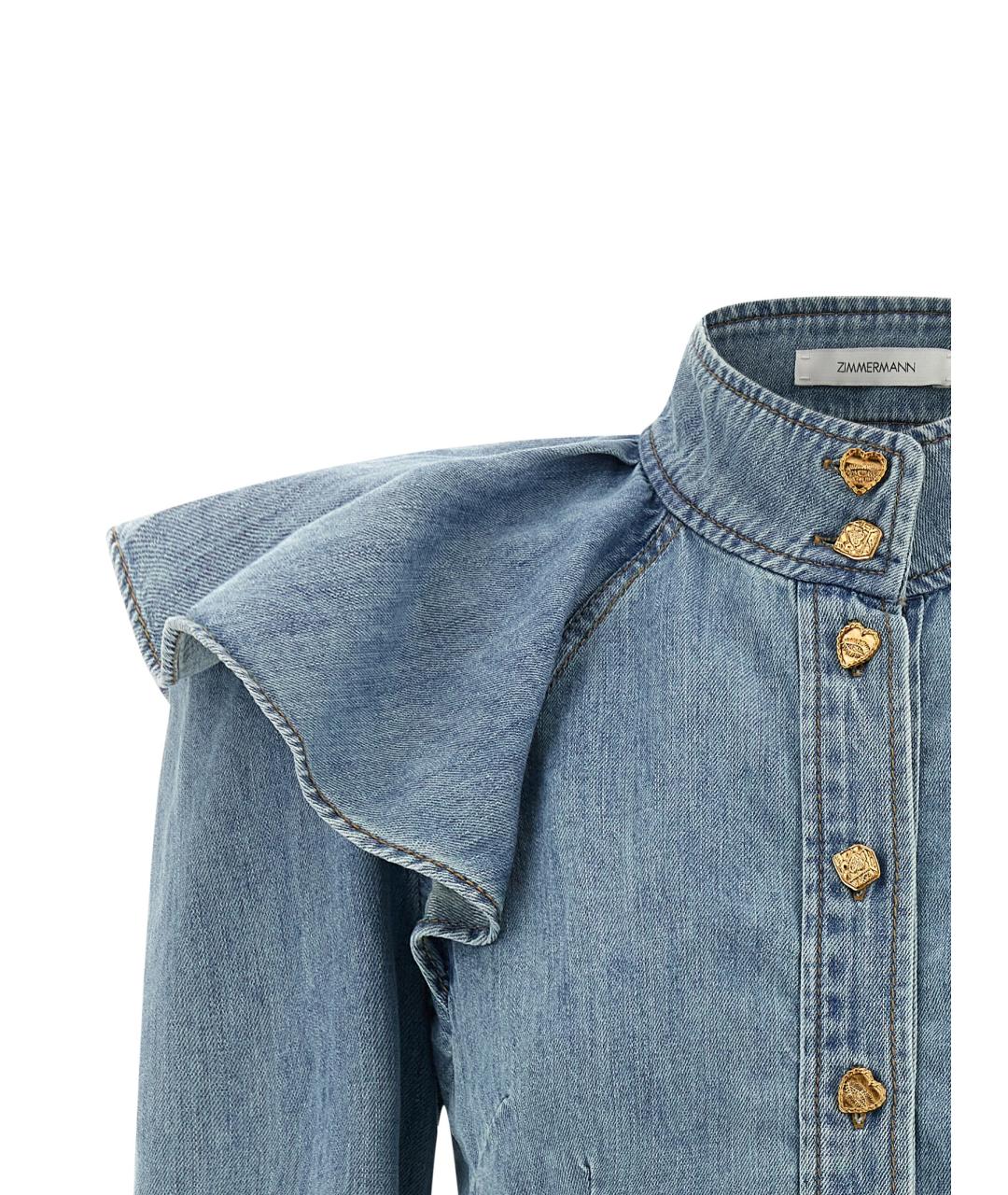 ZIMMERMANN Голубая хлопковая блузы, фото 3