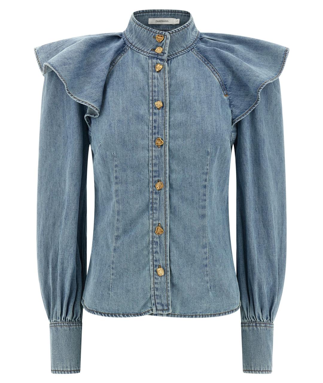 ZIMMERMANN Голубая хлопковая блузы, фото 1