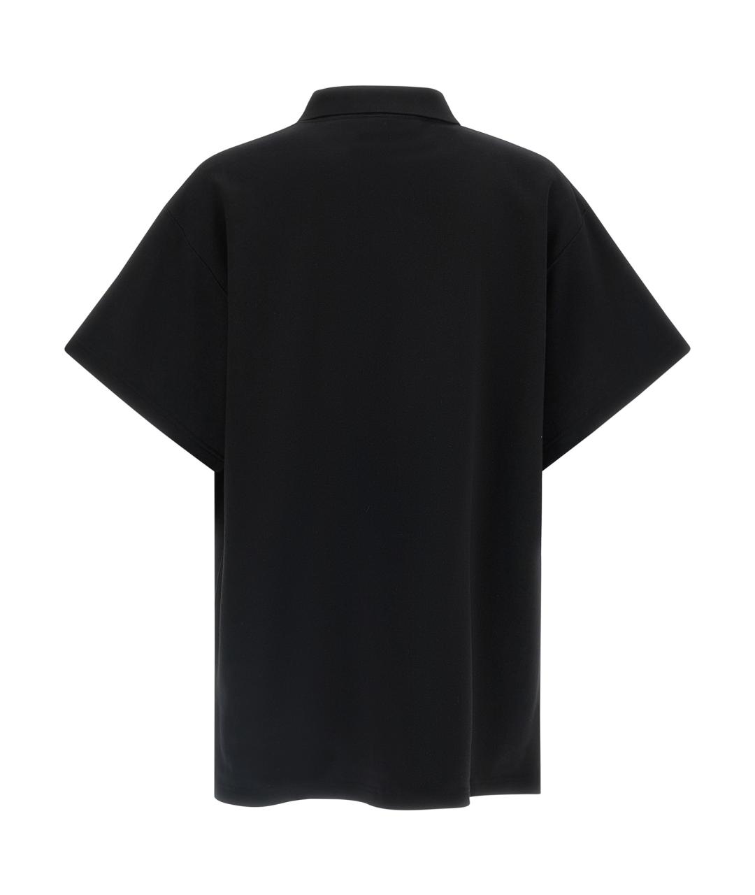 BALENCIAGA Черное хлопковое поло с коротким рукавом, фото 2