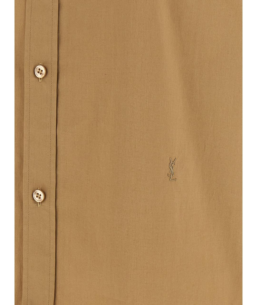 SAINT LAURENT Бежевая хлопковая рубашка, фото 5