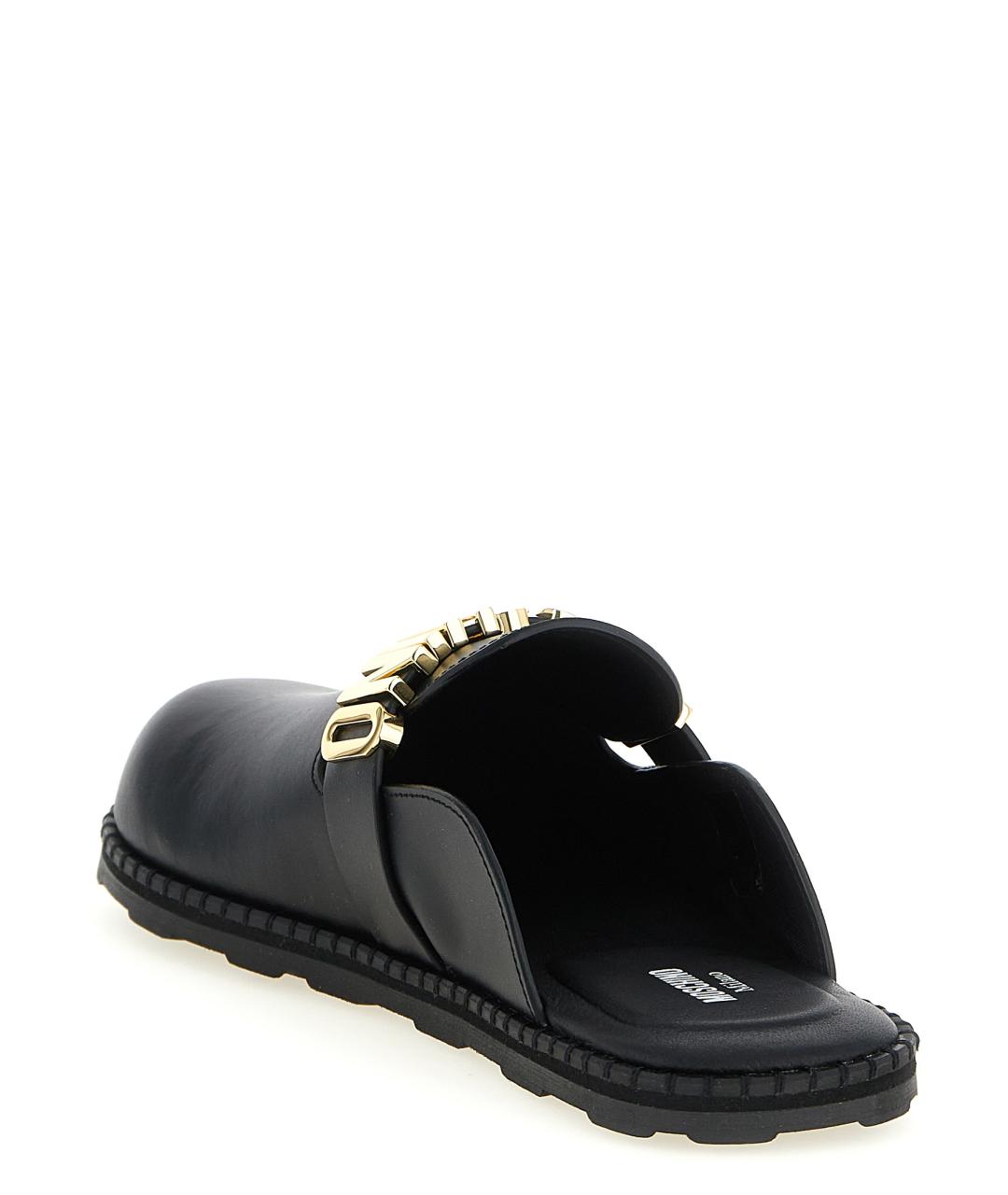 MOSCHINO Черные кожаные шлепанцы, фото 3