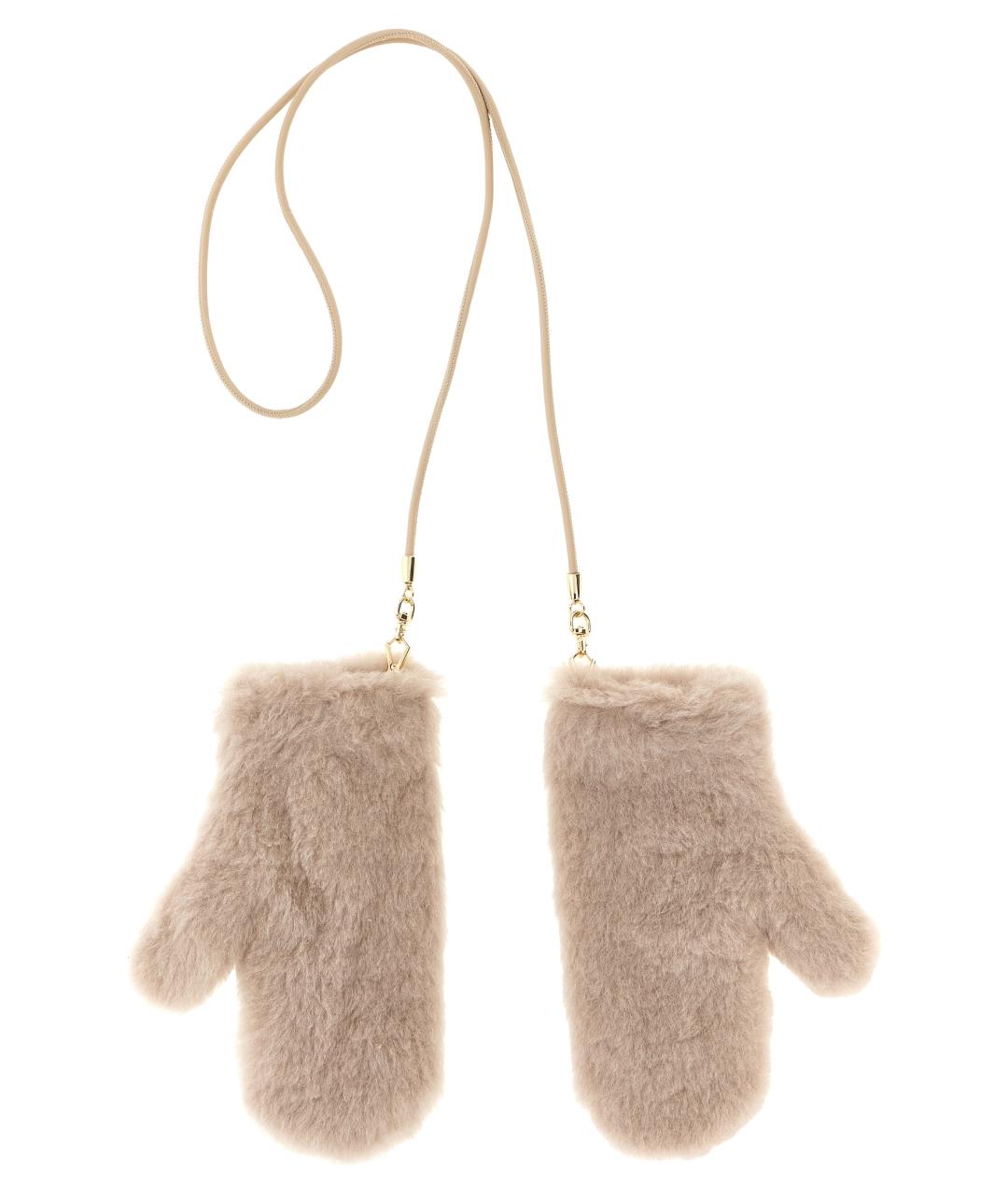 MAX MARA Бежевые шерстяные варежки, фото 2