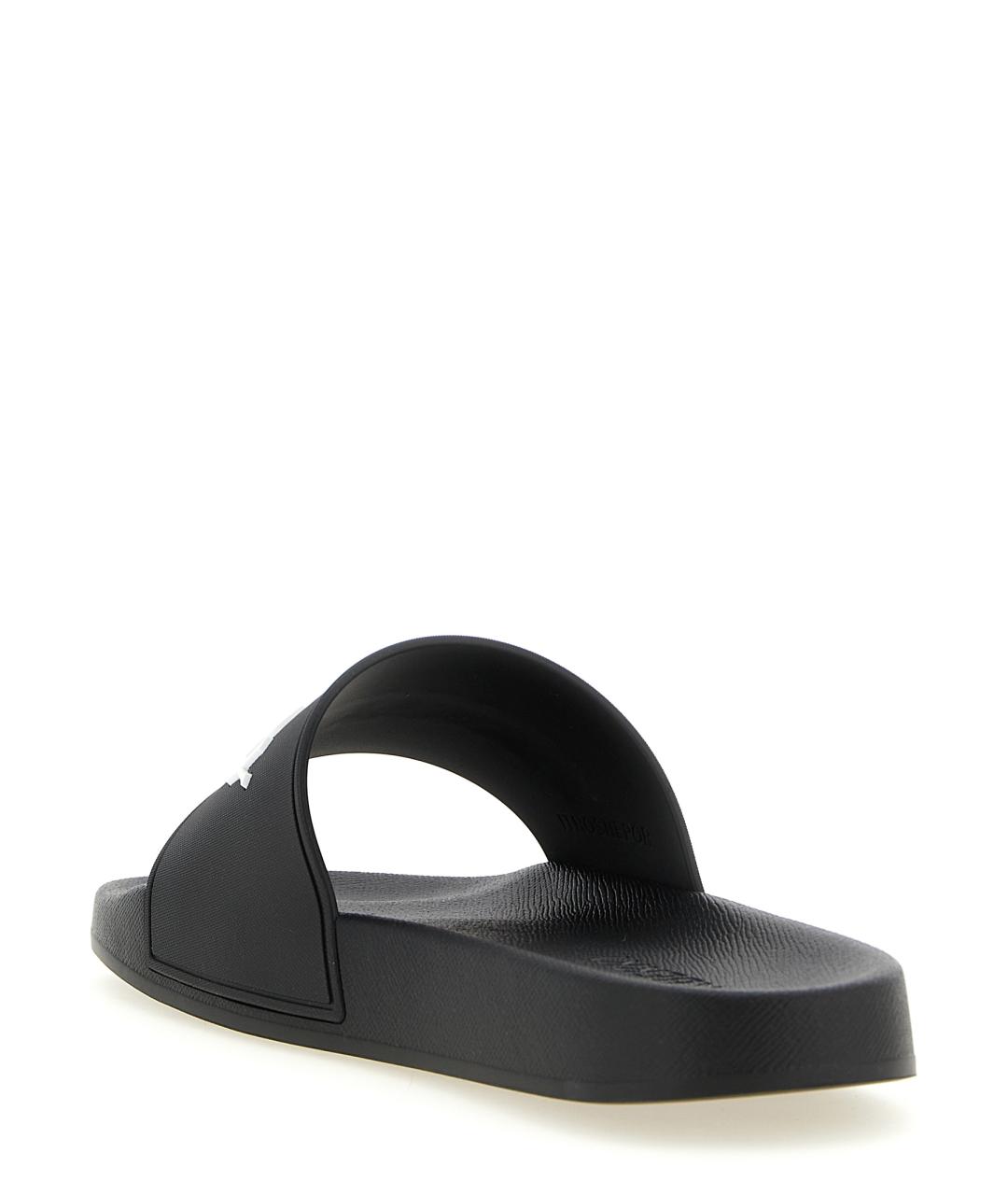 BURBERRY Черные резиновые шлепанцы, фото 3