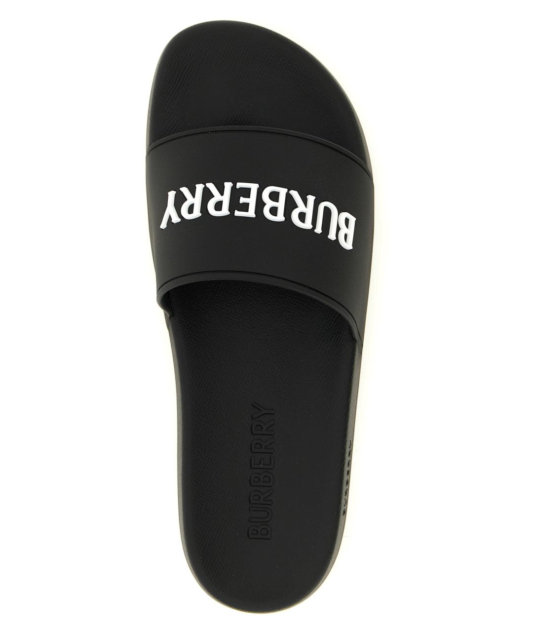 BURBERRY Черные резиновые шлепанцы, фото 4