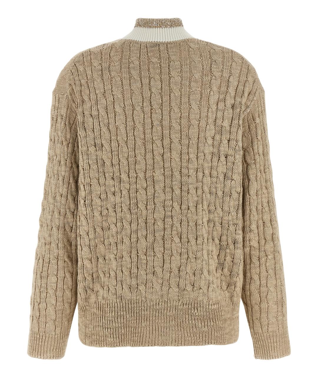 BRUNELLO CUCINELLI Бежевый льняной кардиган, фото 2