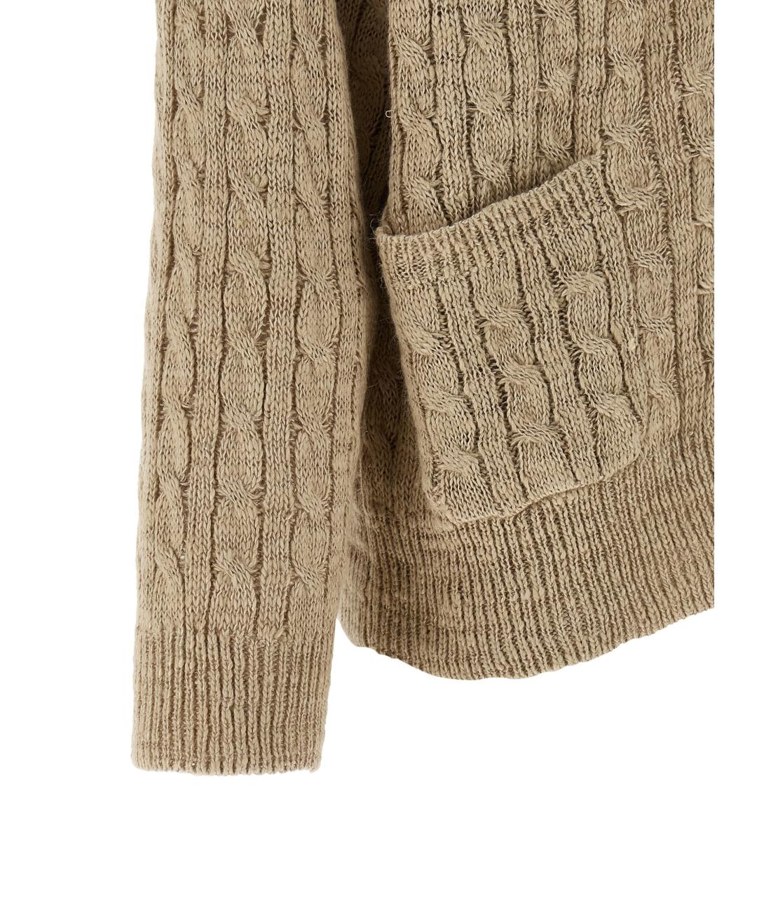 BRUNELLO CUCINELLI Бежевый льняной кардиган, фото 4