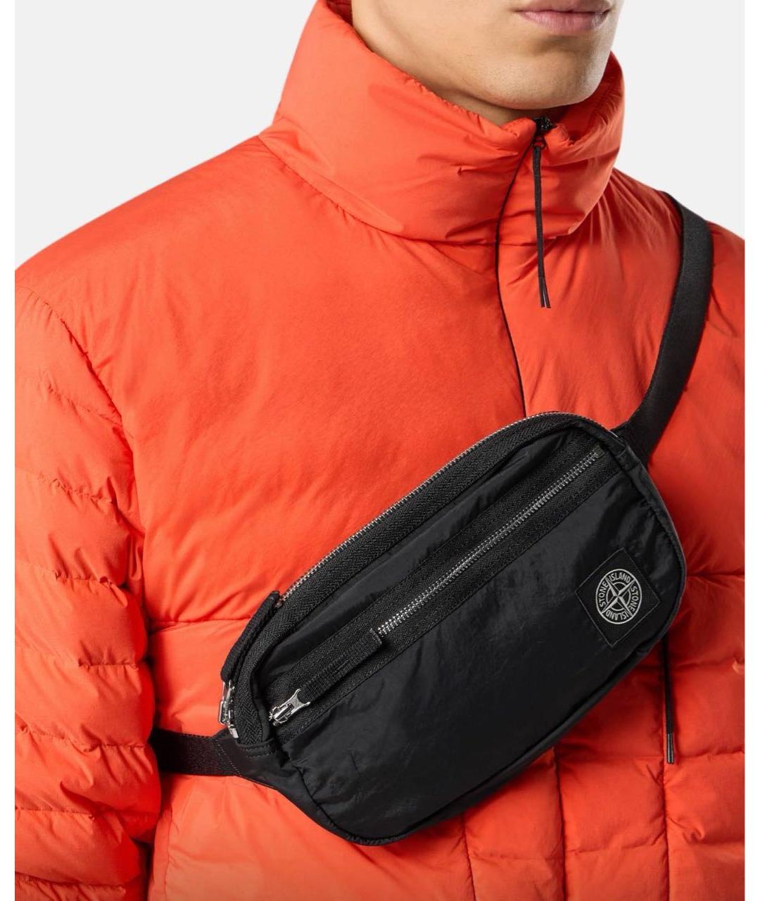 STONE ISLAND Черная поясная сумка, фото 5