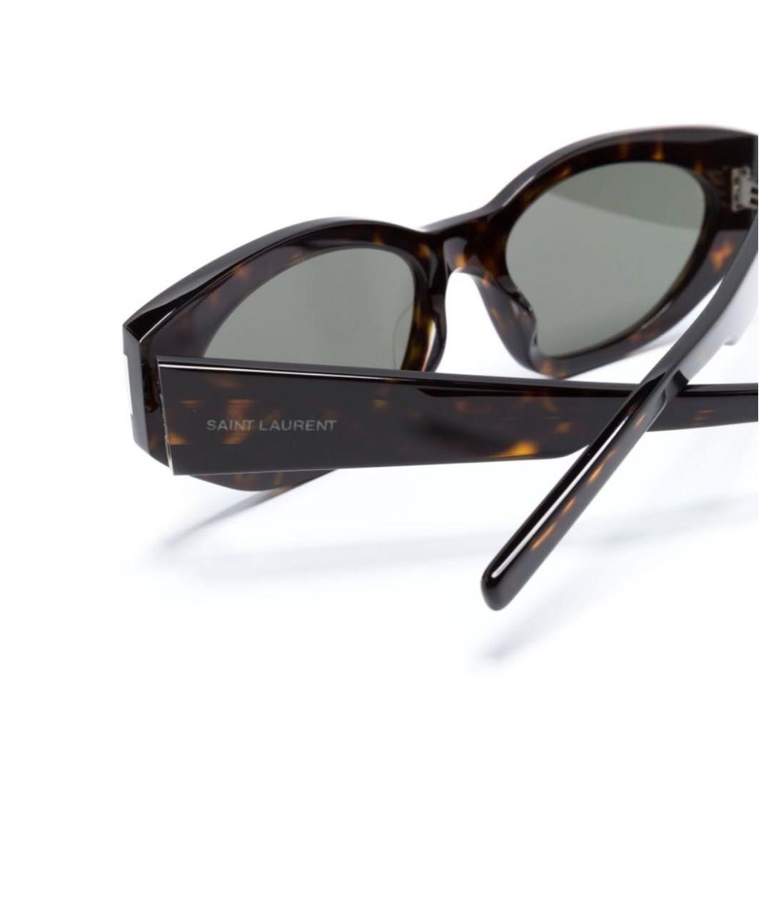 SAINT LAURENT Коричневые пластиковые солнцезащитные очки, фото 2