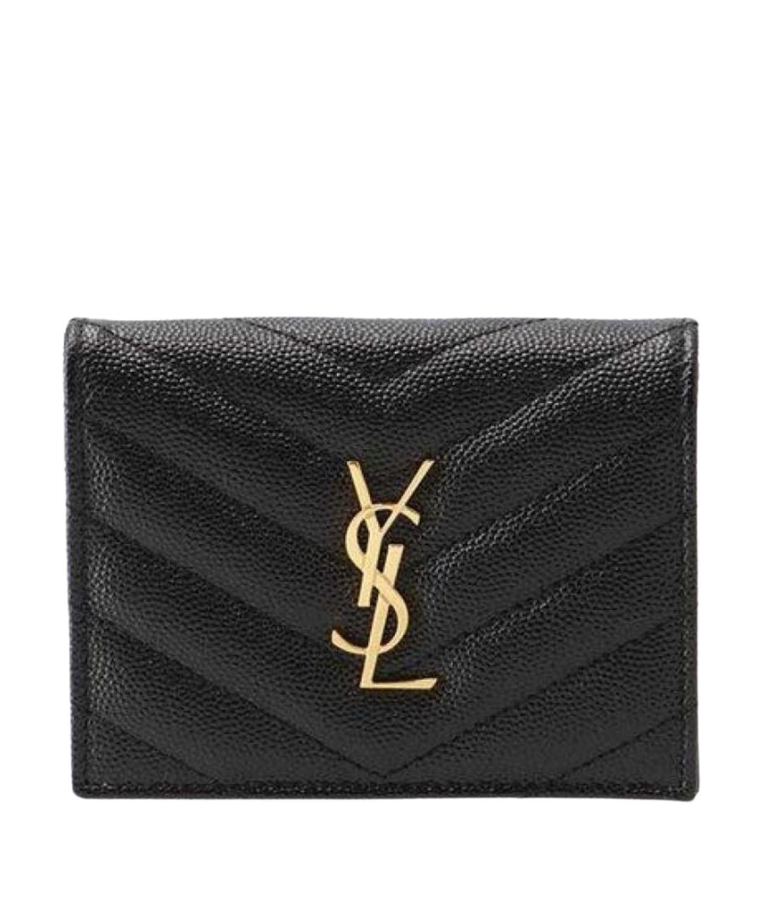 SAINT LAURENT Черный кожаный кошелек, фото 1