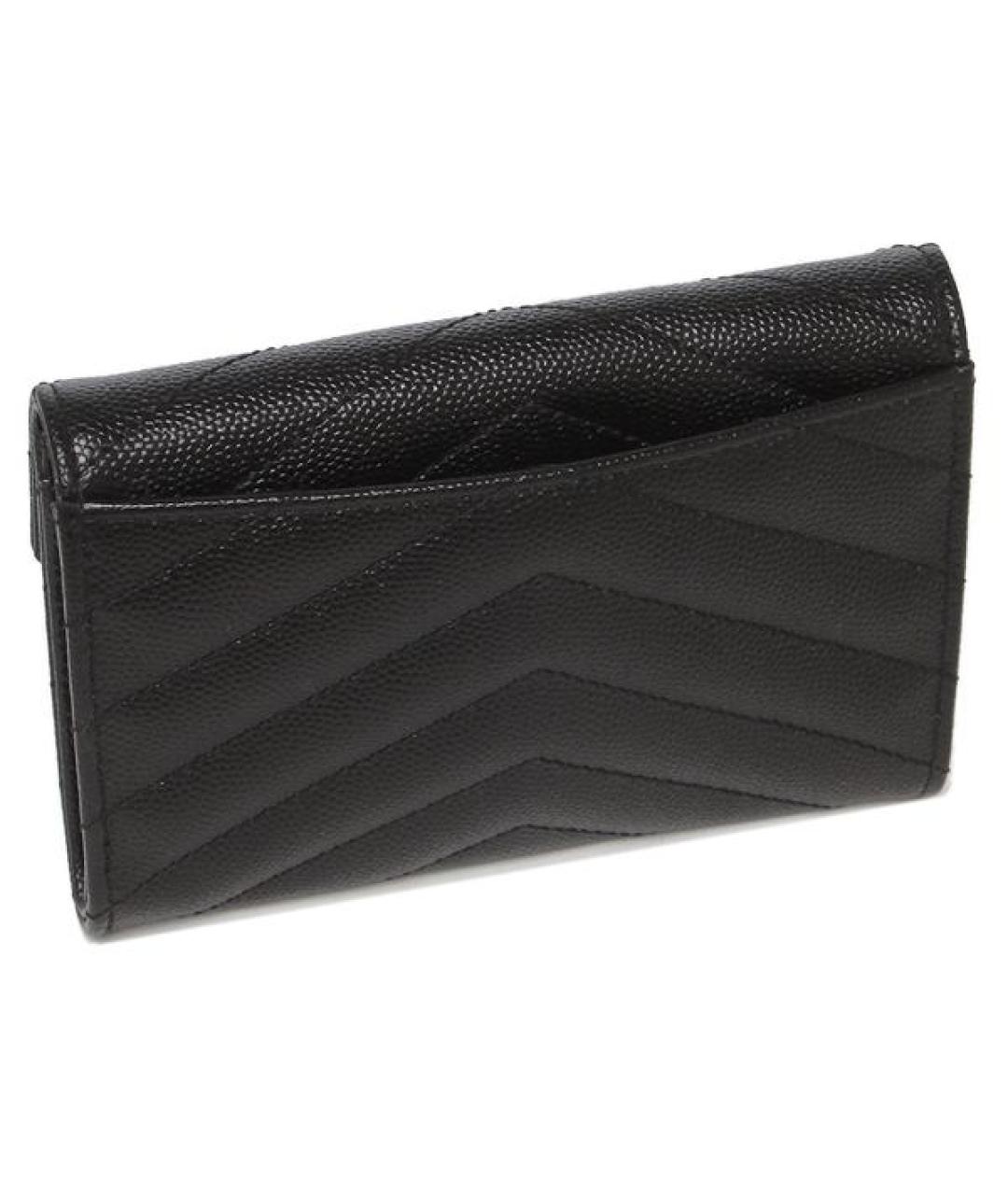 SAINT LAURENT Черный кожаный кошелек, фото 2