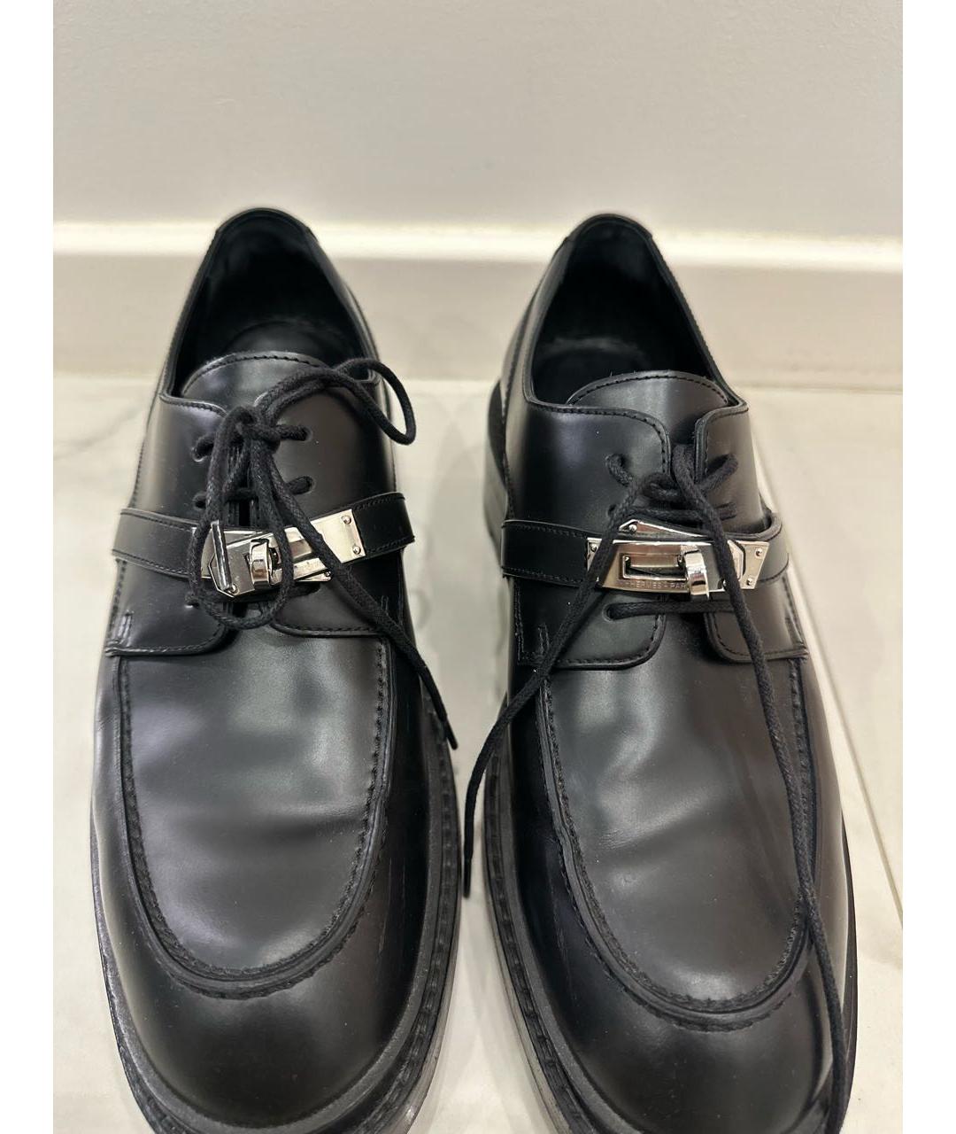 HERMES Черные кожаные лоферы, фото 3