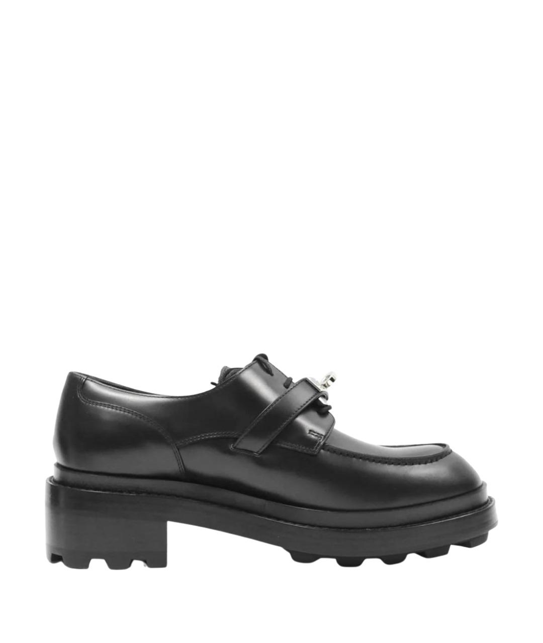 HERMES Черные кожаные лоферы, фото 1