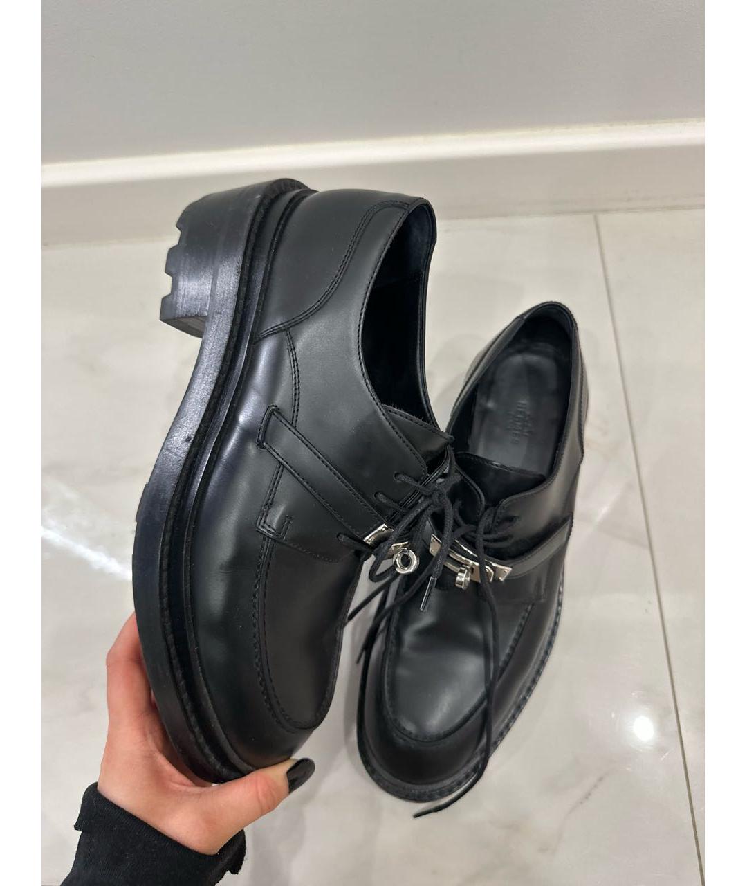 HERMES Черные кожаные лоферы, фото 5