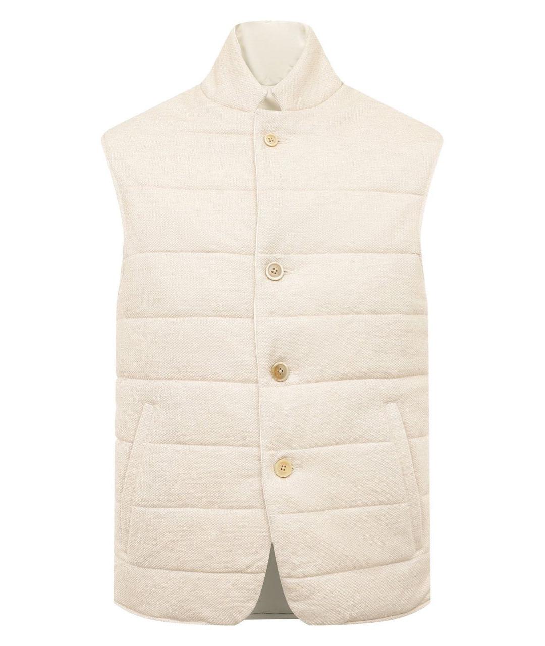 BRUNELLO CUCINELLI Бежевый льняной жилет, фото 8