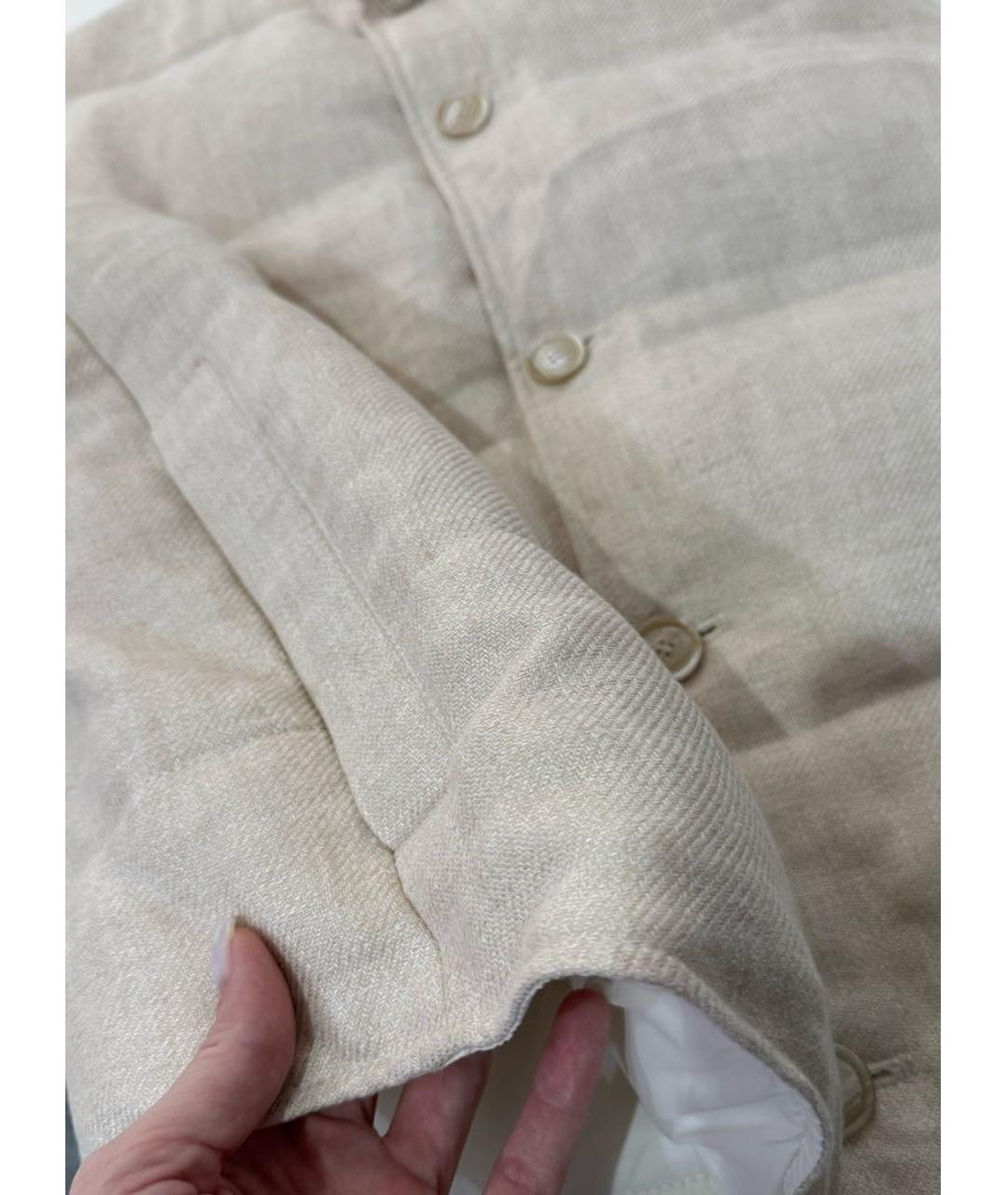 BRUNELLO CUCINELLI Бежевый льняной жилет, фото 3