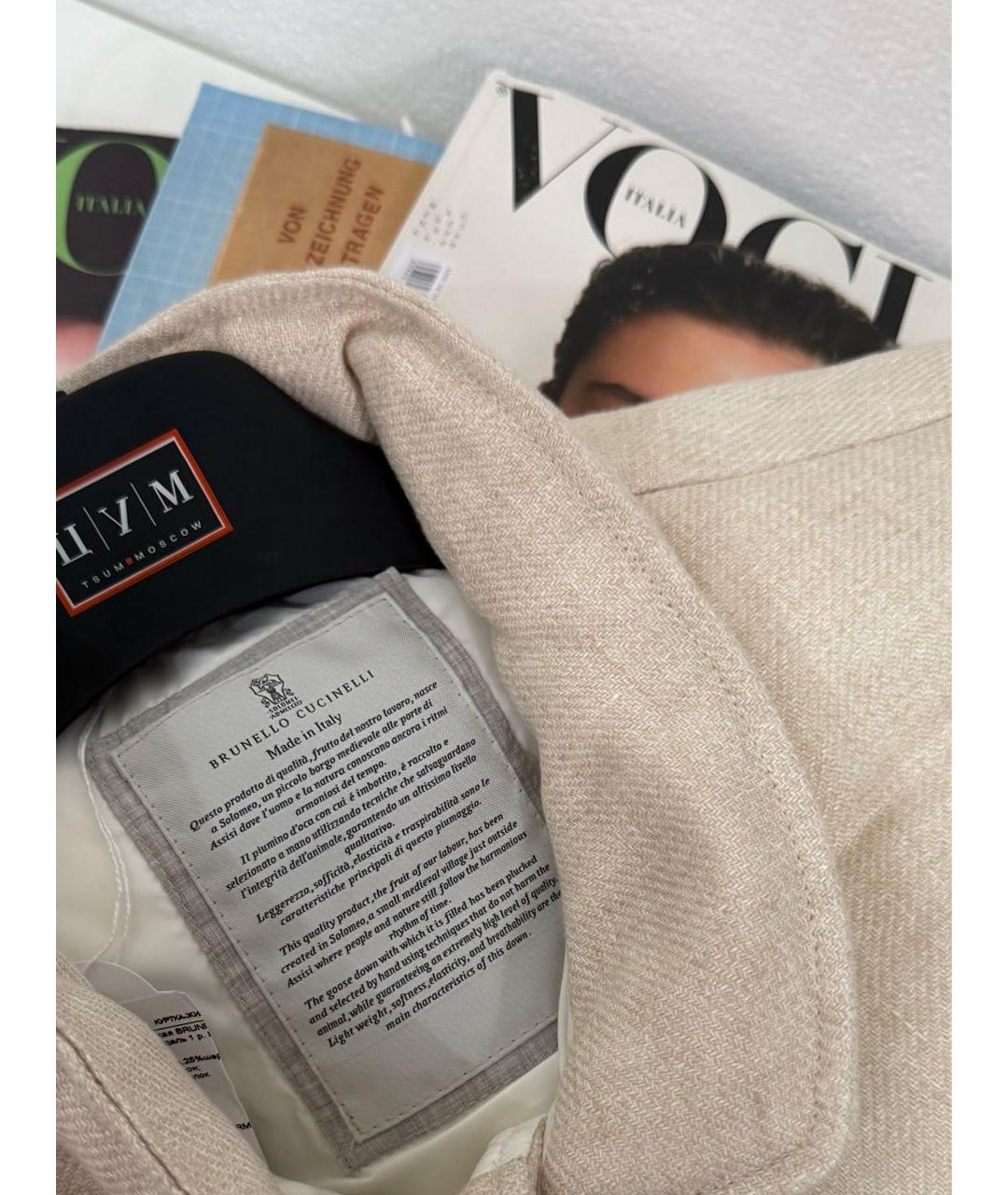 BRUNELLO CUCINELLI Бежевый льняной жилет, фото 2