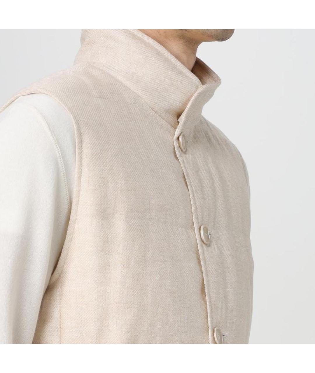 BRUNELLO CUCINELLI Бежевый льняной жилет, фото 7