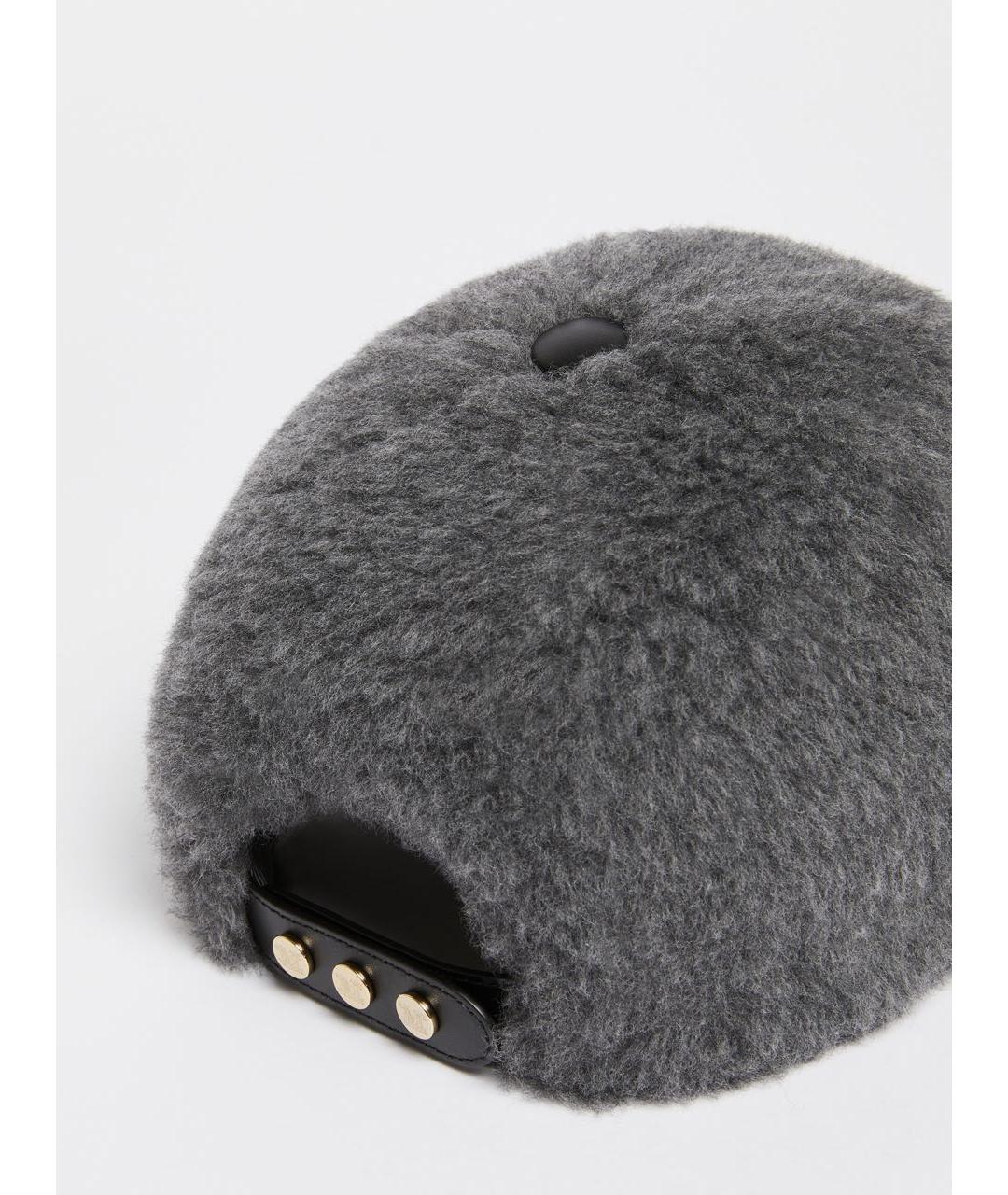 MAX MARA Антрацитовая шерстяная кепка, фото 3