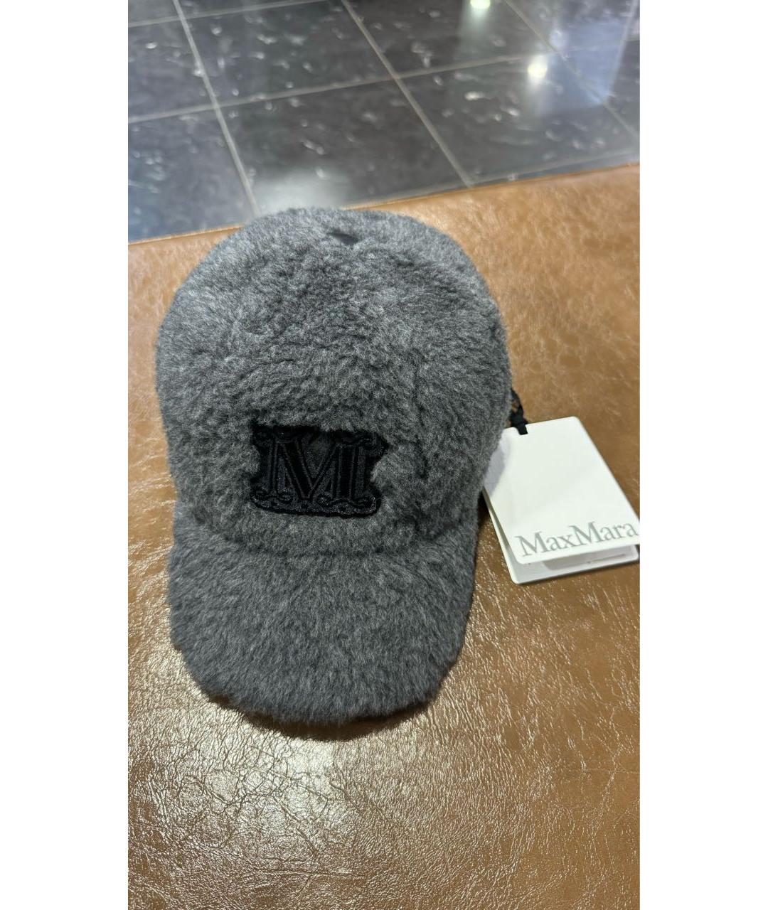 MAX MARA Антрацитовая шерстяная кепка, фото 4