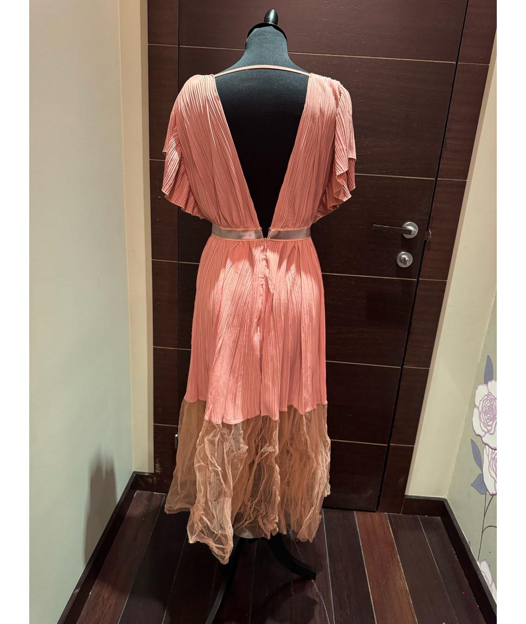 ELISABETTA FRANCHI Коралловое полиэстеровое вечернее платье, фото 2