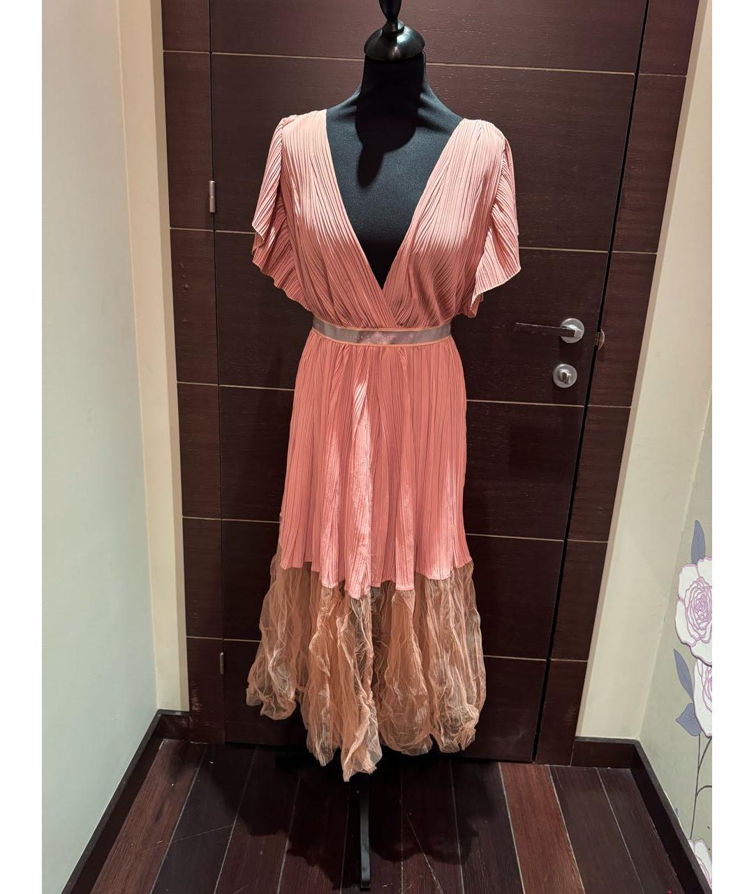 ELISABETTA FRANCHI Коралловое полиэстеровое вечернее платье, фото 7