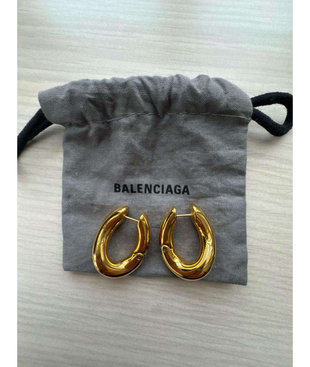 BALENCIAGA Золотые металлические серьги, фото 2