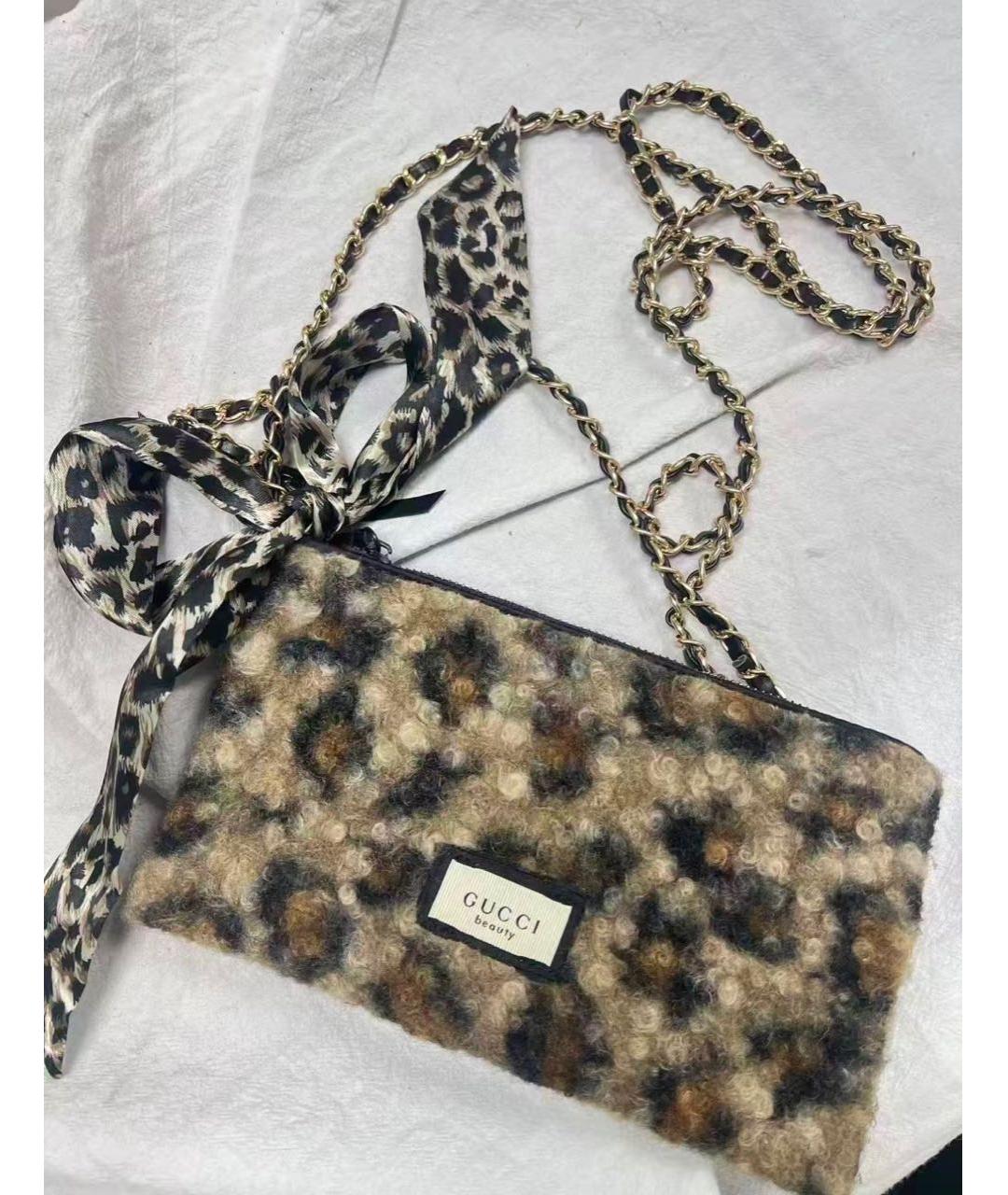 GUCCI BEAUTY Коричневая меховая косметичка, фото 3