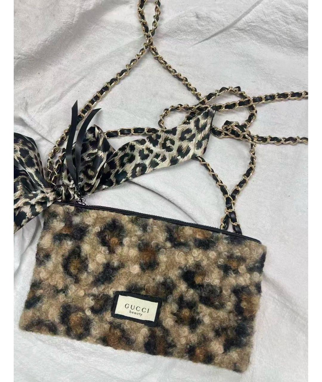 GUCCI BEAUTY Коричневая меховая косметичка, фото 4