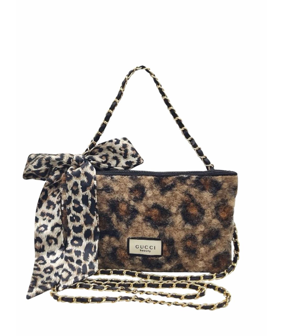 GUCCI BEAUTY Коричневая меховая косметичка, фото 1