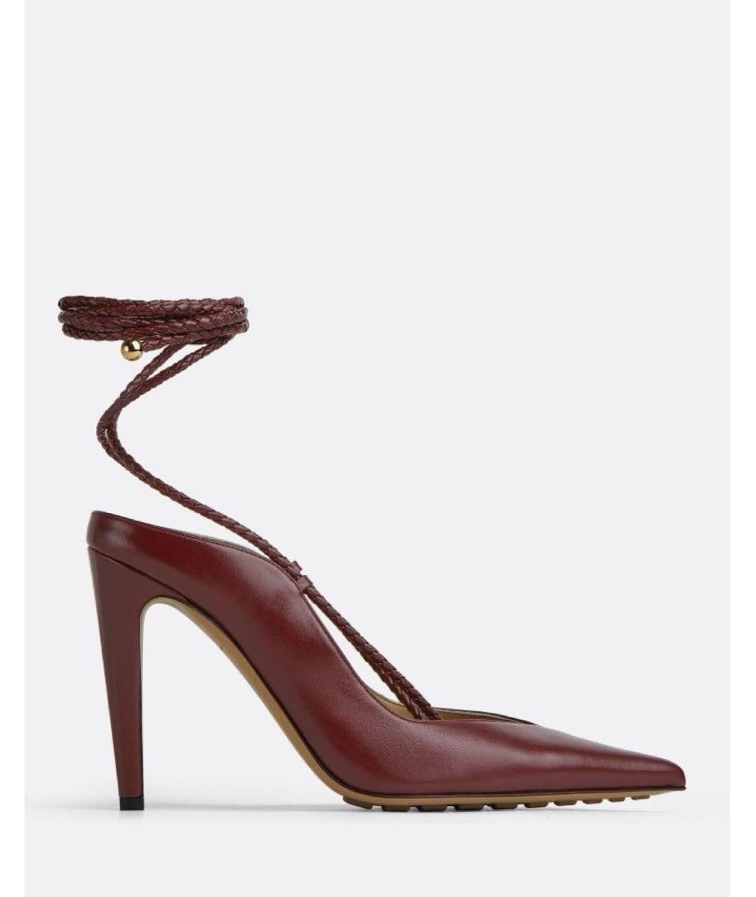 BOTTEGA VENETA Бордовые кожаные туфли, фото 5