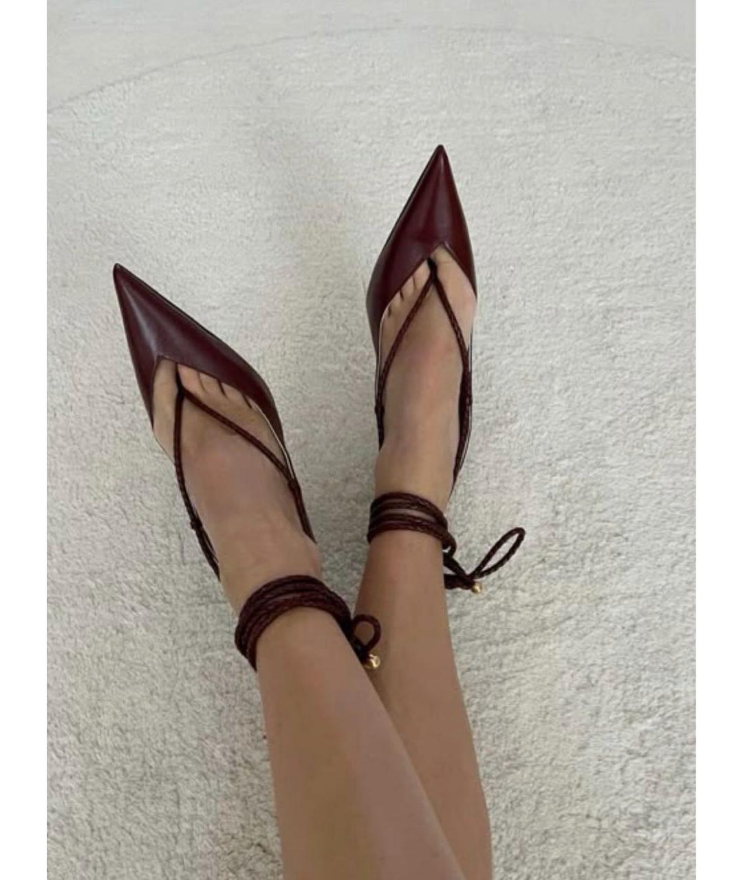 BOTTEGA VENETA Бордовые кожаные туфли, фото 2