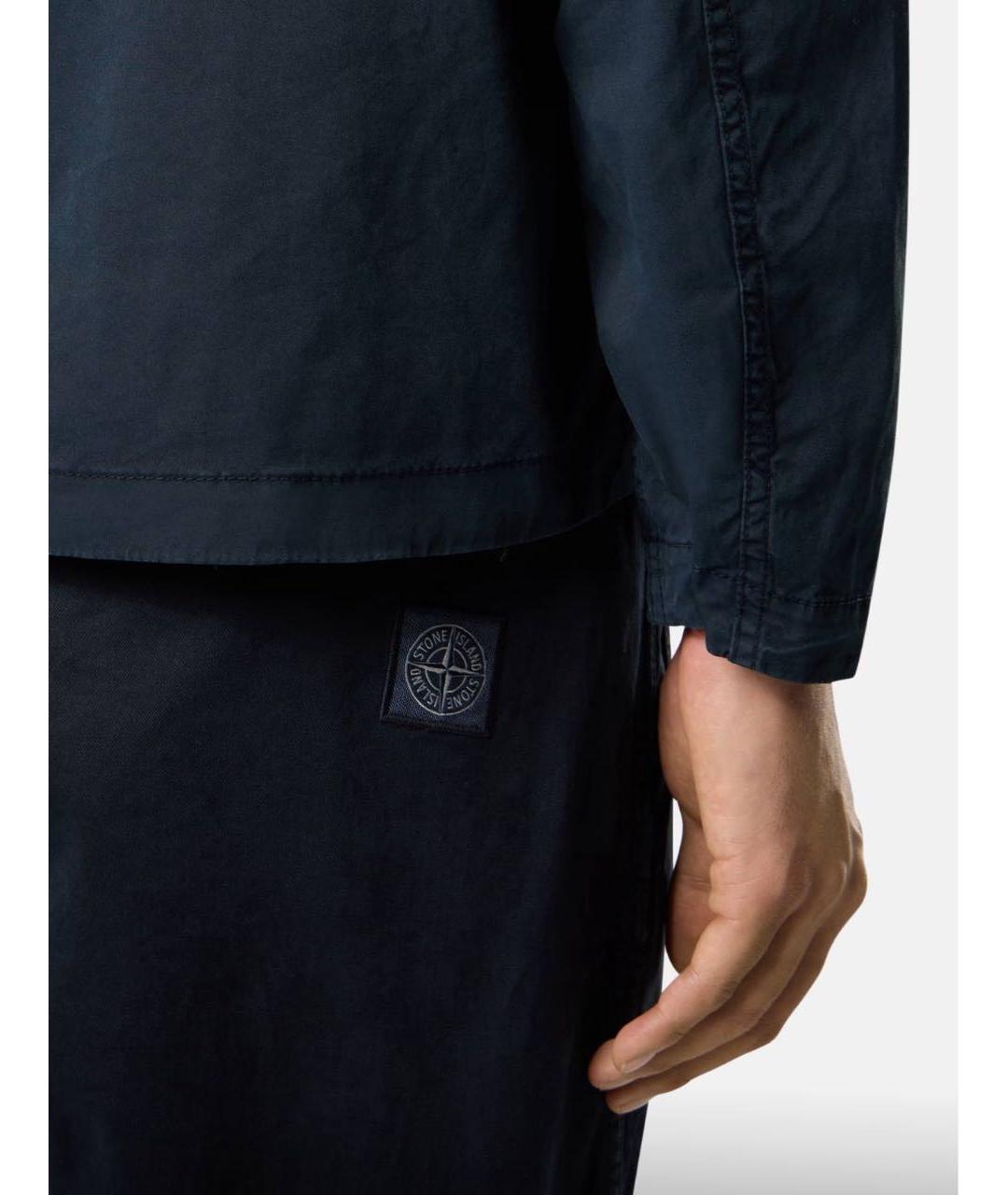 STONE ISLAND Темно-синяя хлопковая куртка, фото 4