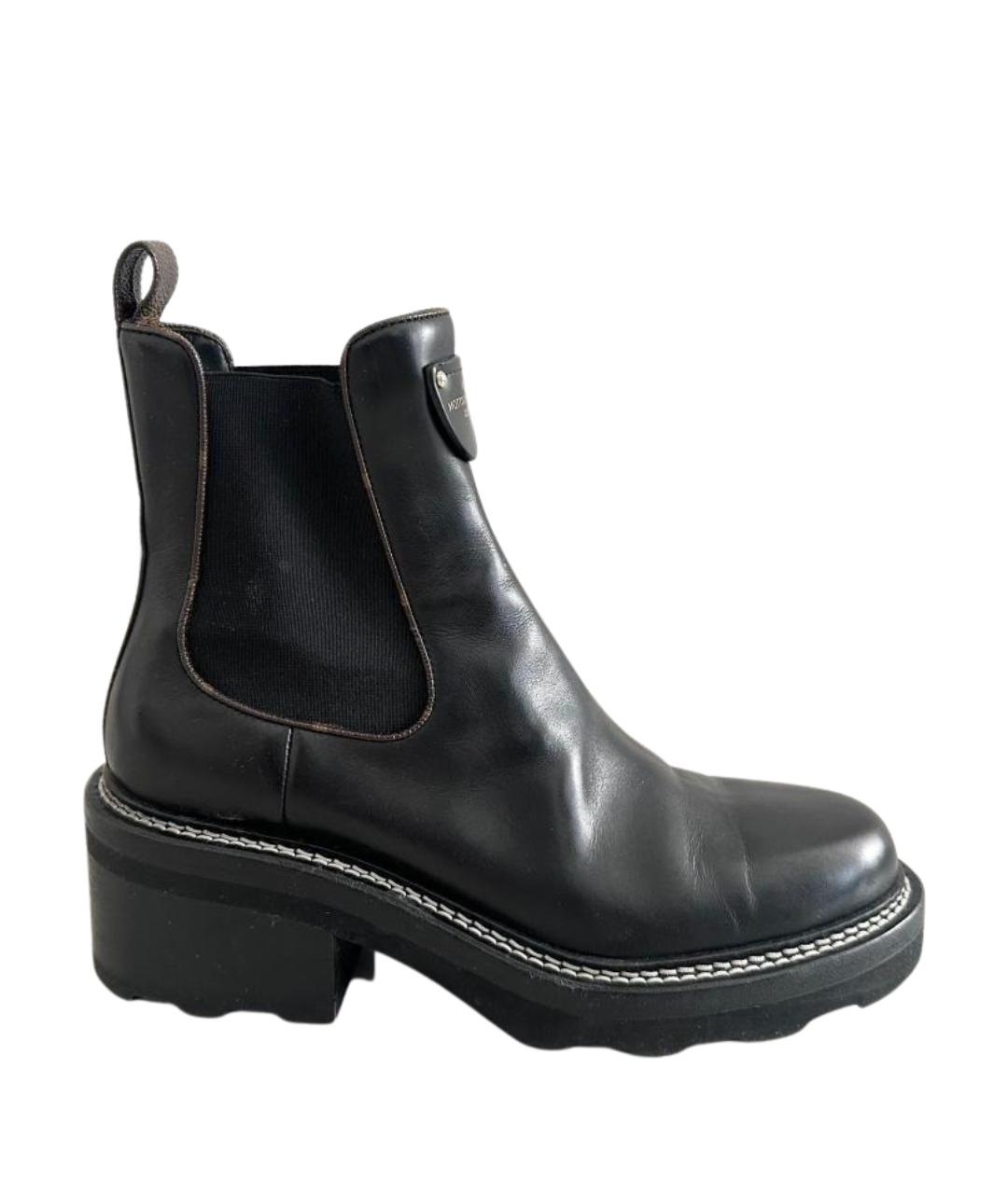 LOUIS VUITTON Черные кожаные сапоги, фото 1