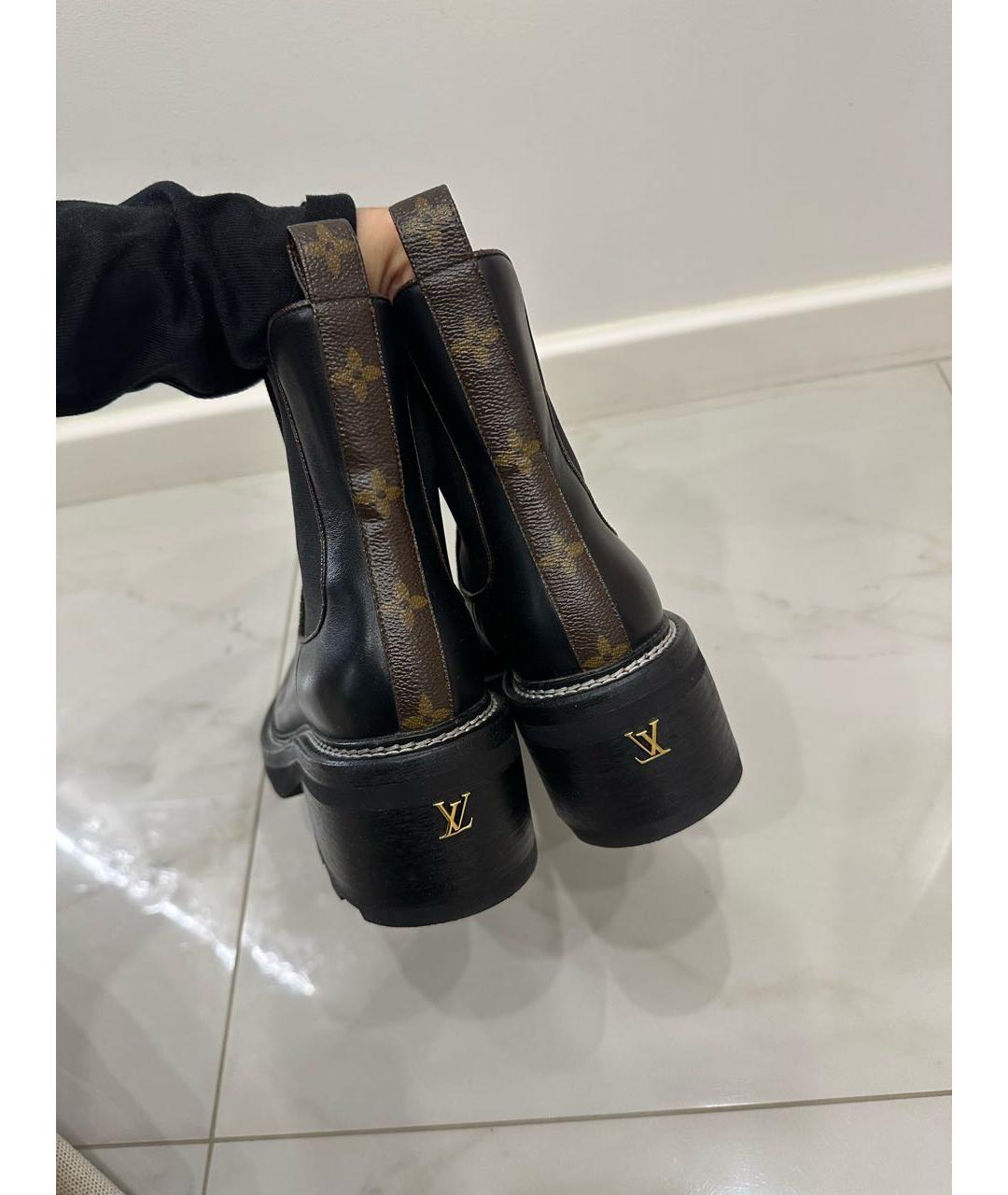 LOUIS VUITTON Черные кожаные сапоги, фото 3