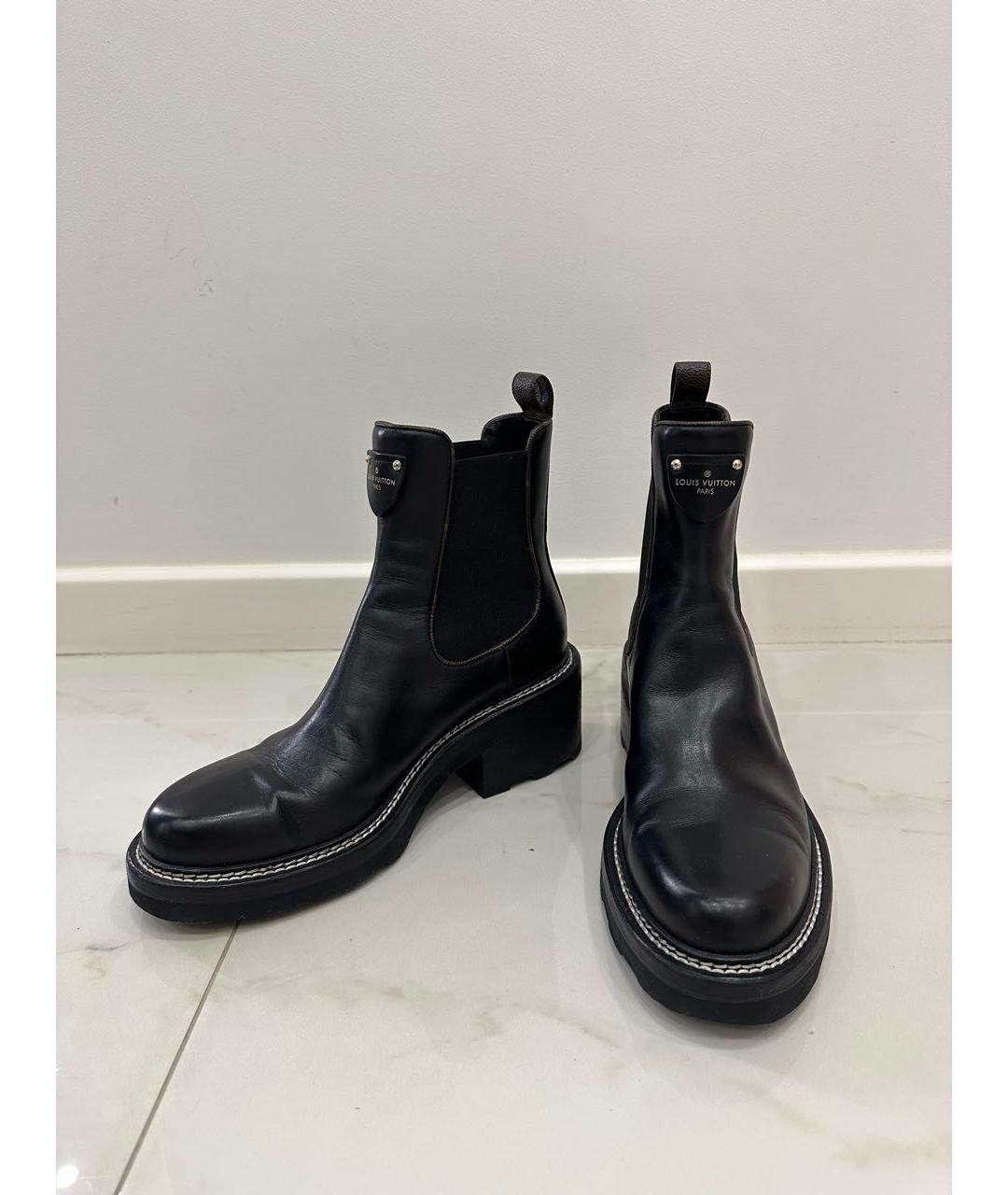 LOUIS VUITTON Черные кожаные сапоги, фото 4