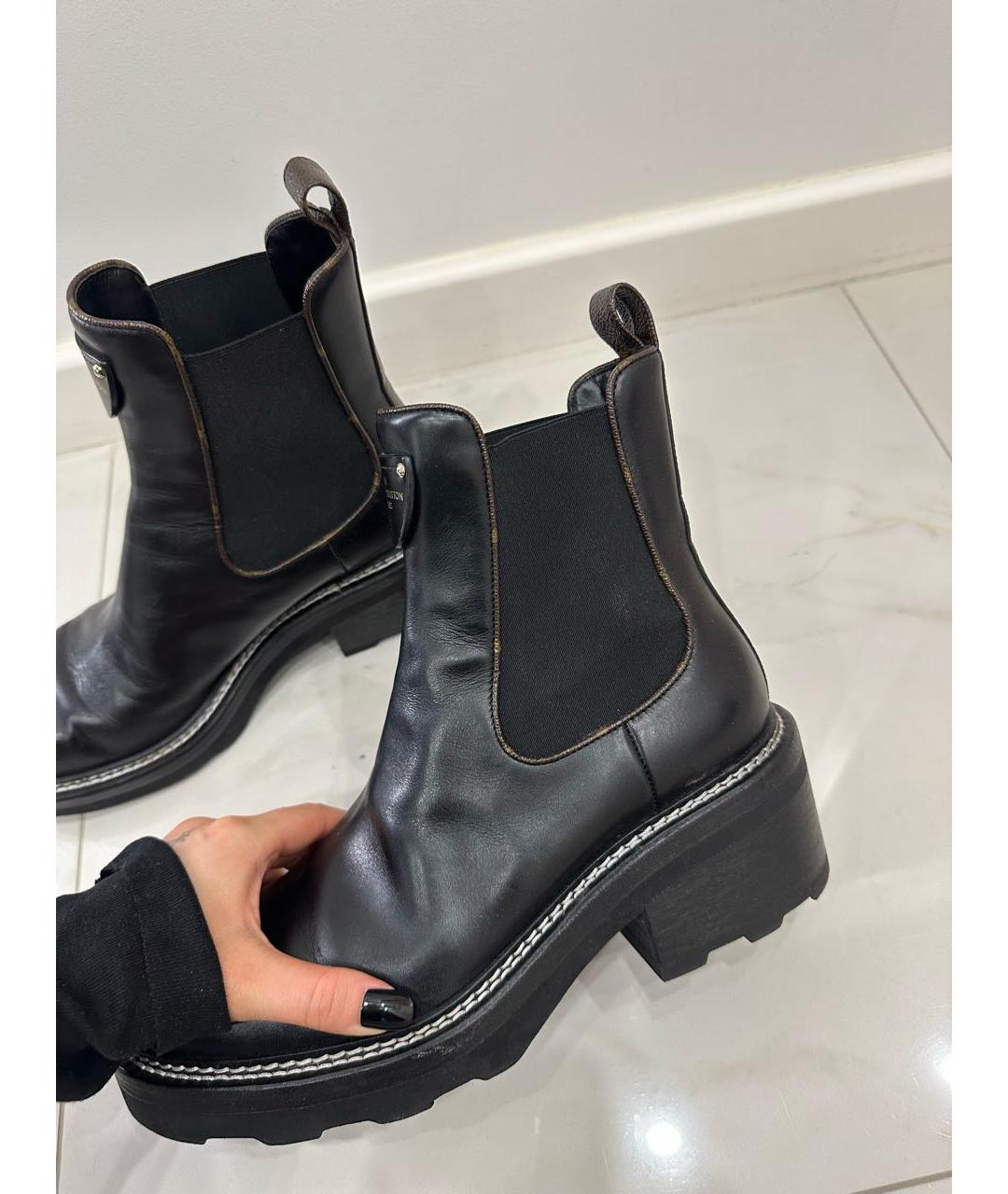 LOUIS VUITTON Черные кожаные сапоги, фото 7