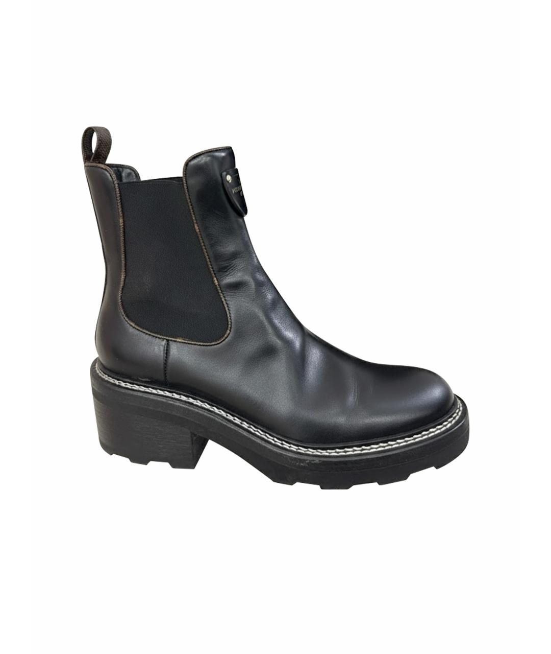 LOUIS VUITTON Черные кожаные сапоги, фото 1