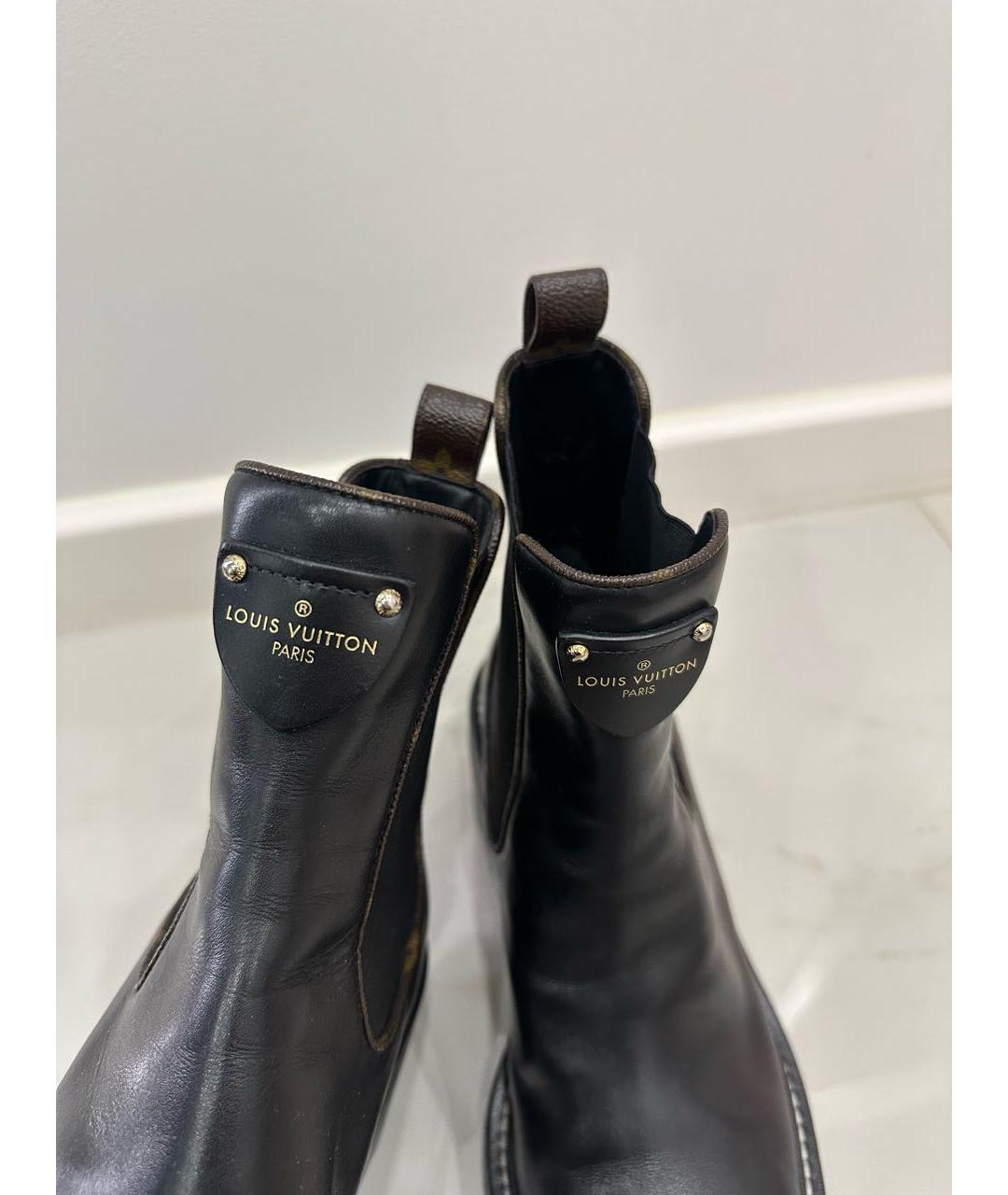 LOUIS VUITTON Черные кожаные сапоги, фото 5