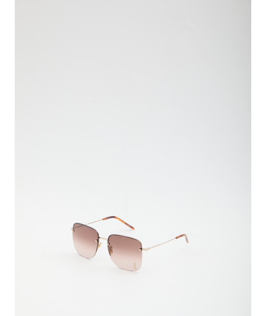 SAINT LAURENT Коричневые металлические солнцезащитные очки, фото 3