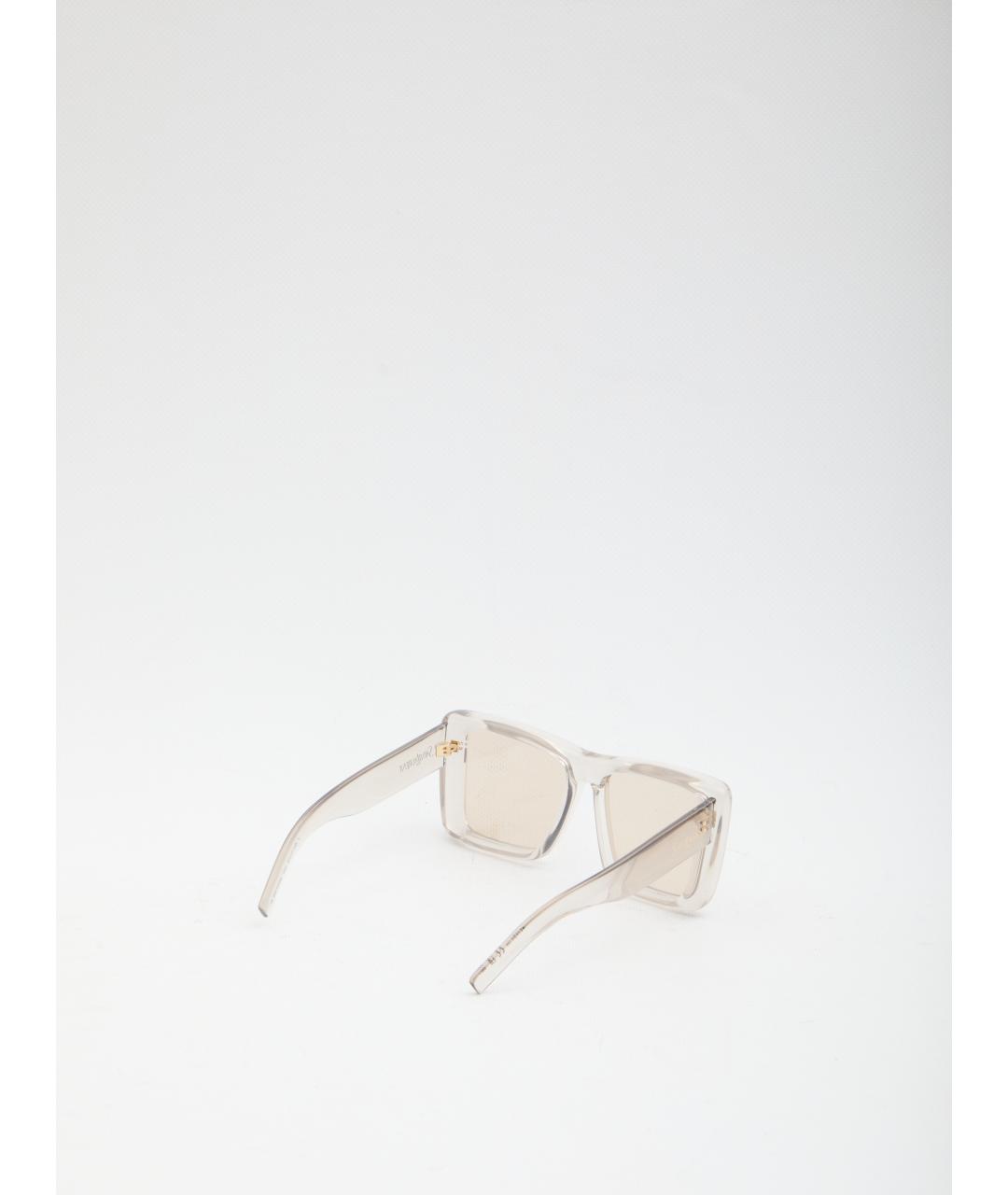 SAINT LAURENT Бежевые пластиковые солнцезащитные очки, фото 2